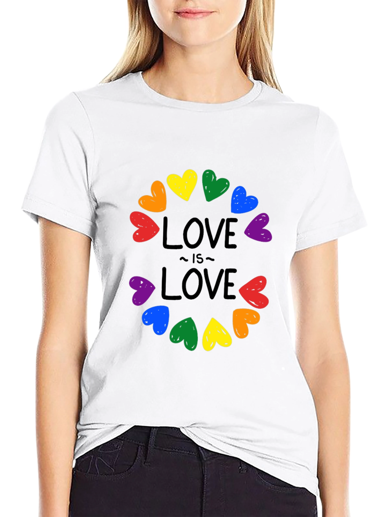 Love Is Love Rainbow Hearts Graphic Tee