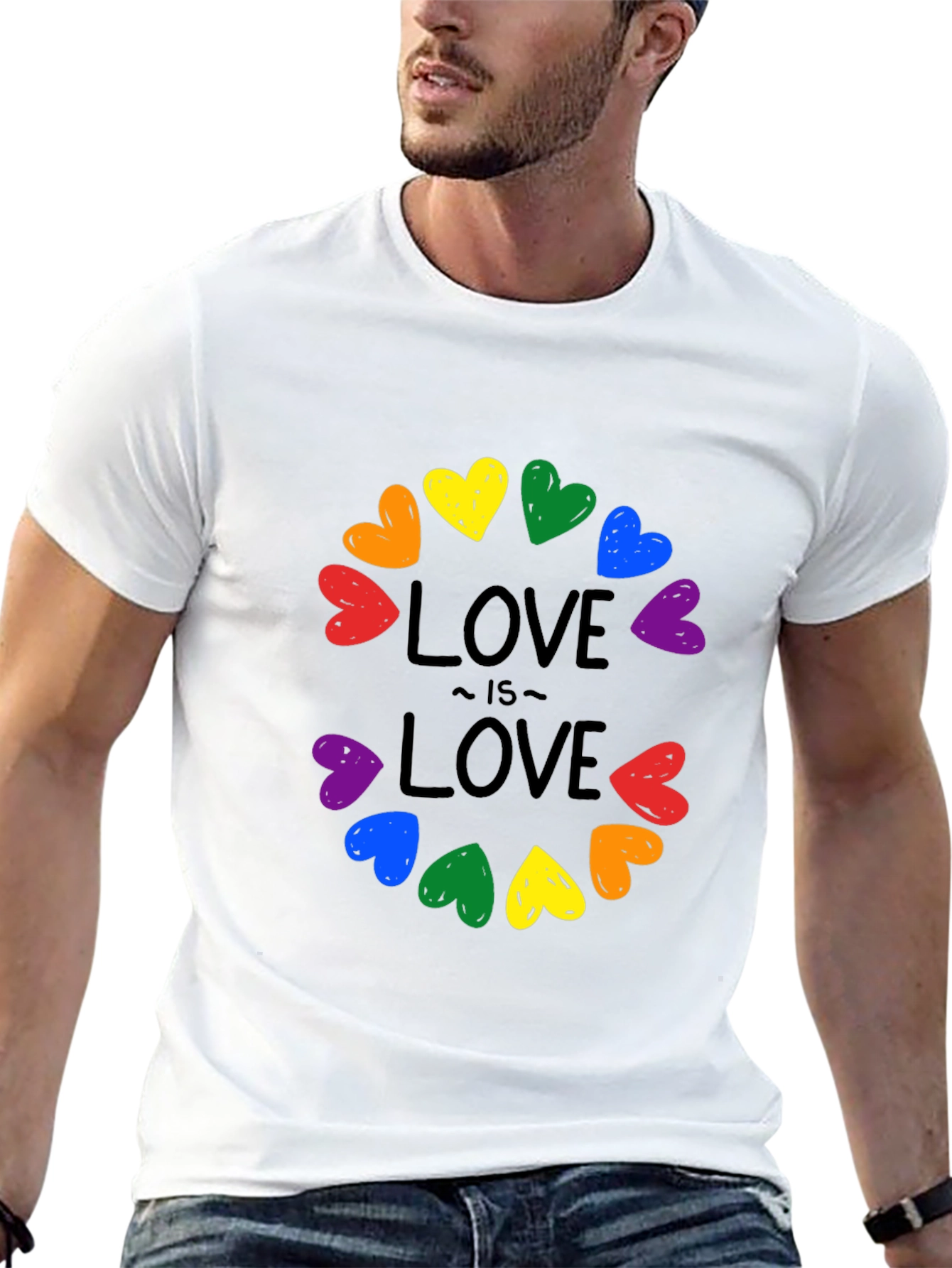 Love Is Love Rainbow Hearts Graphic Tee