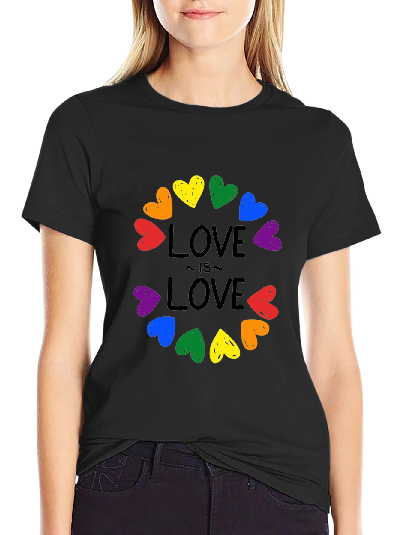 Love Is Love Rainbow Hearts Graphic Tee