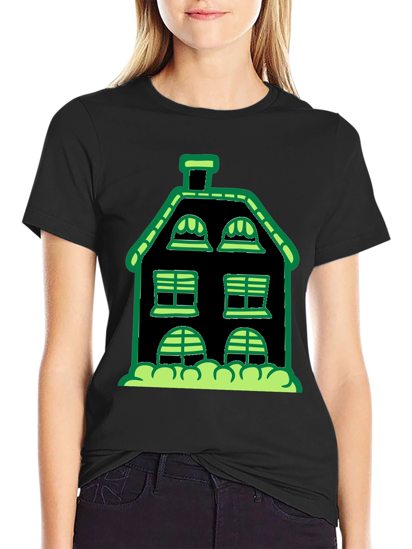 Spooky House Graphic Tee - Black