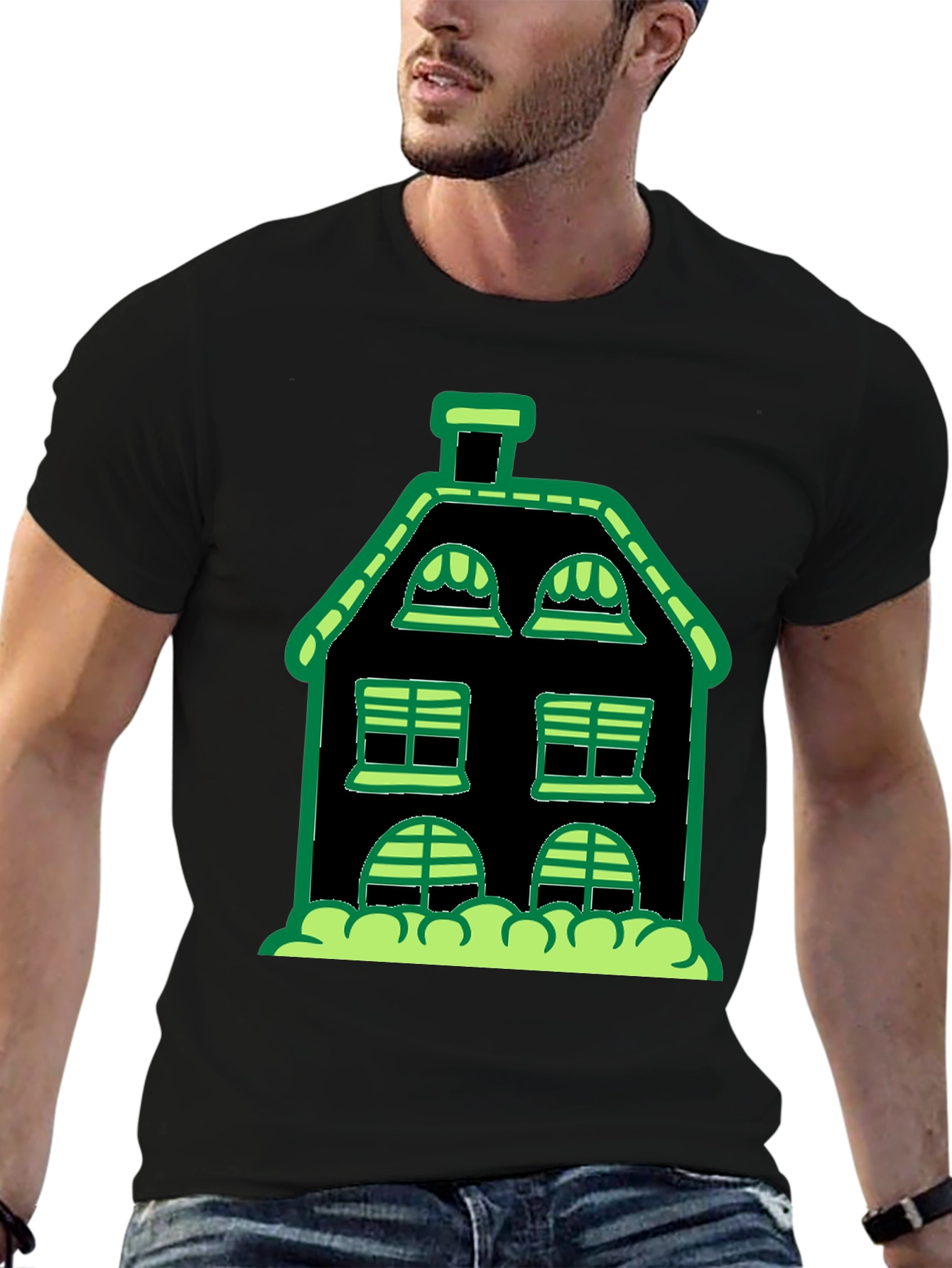 Spooky House Graphic Tee - Black