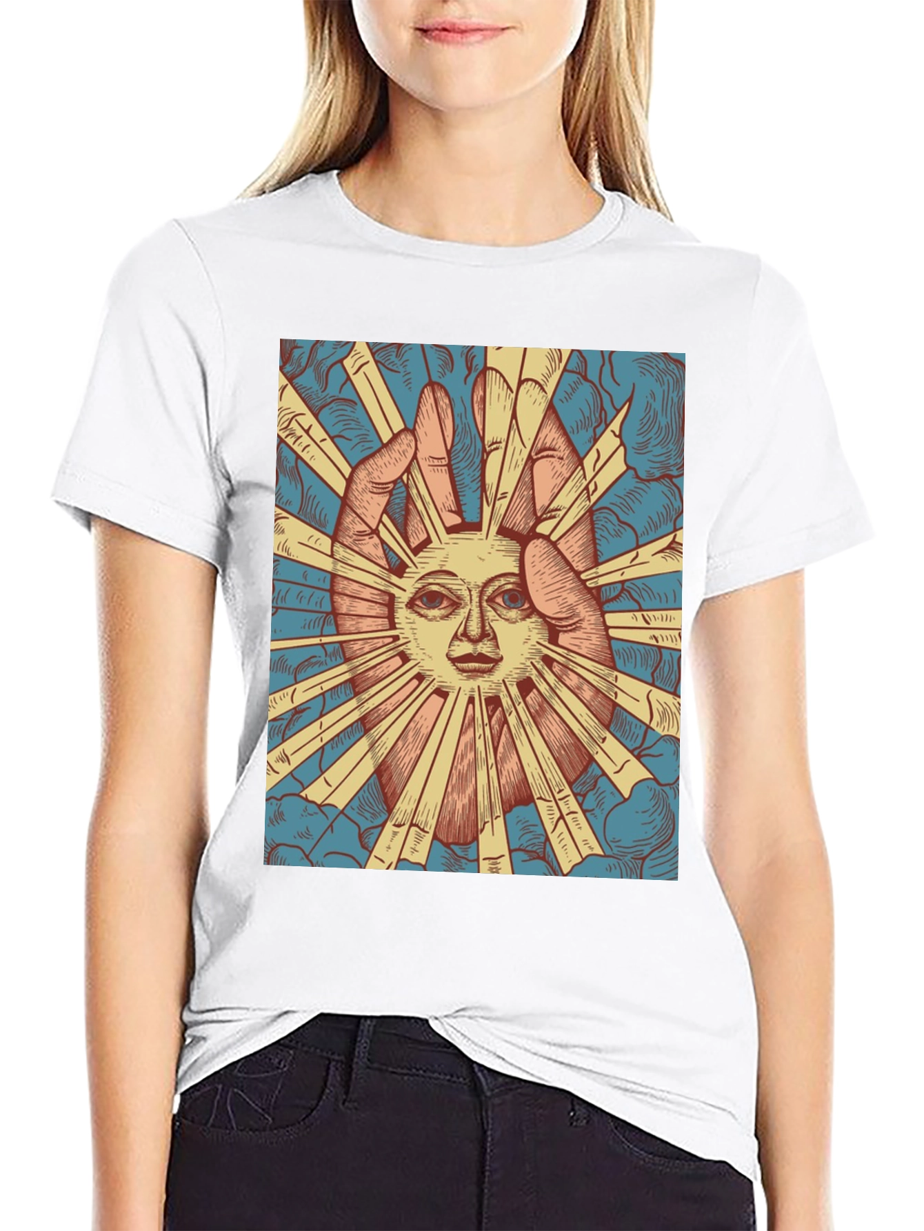 Mystic Sun Graphic Tee - Unique Hand Drawn Design