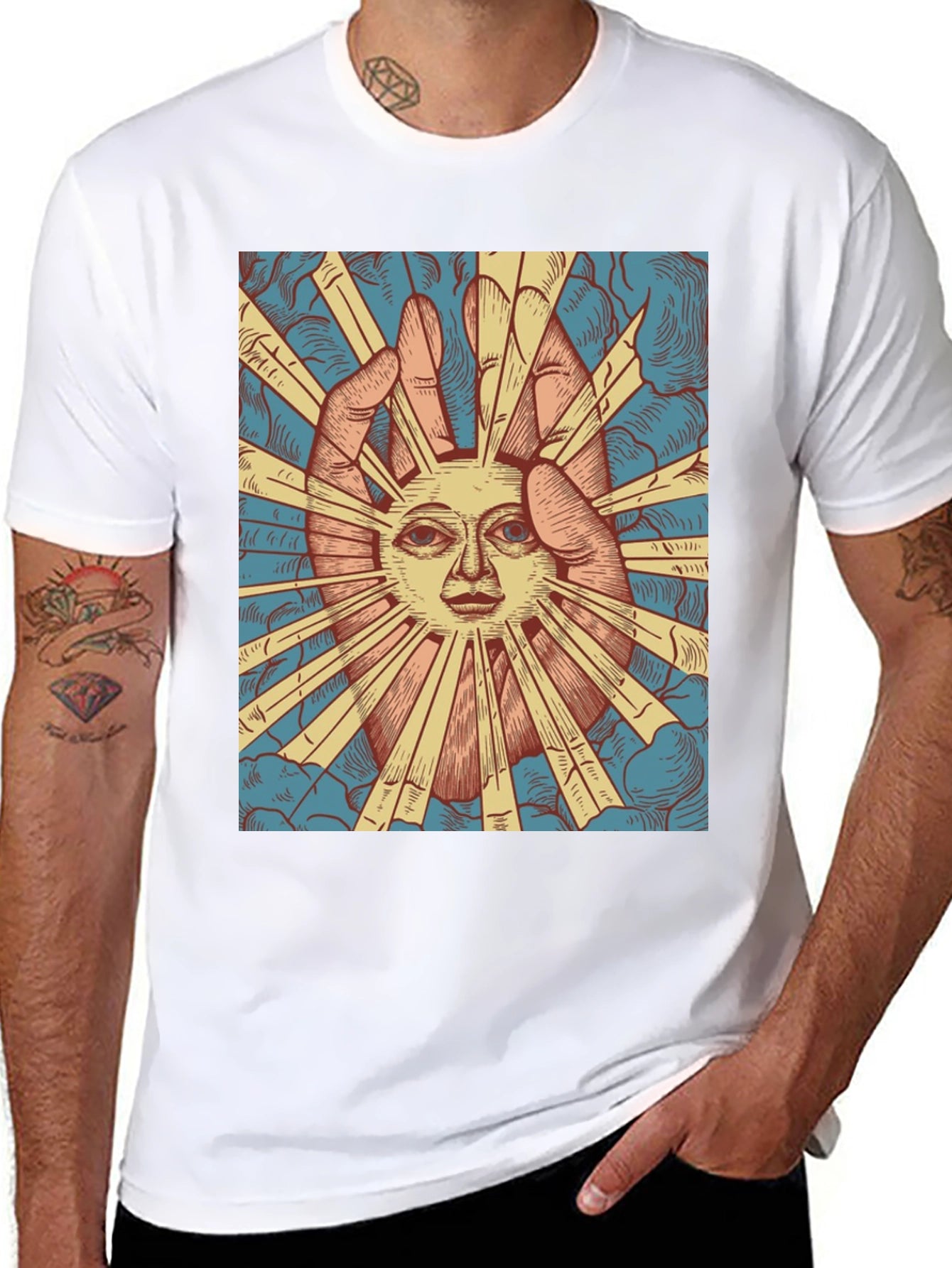 Mystic Sun Graphic Tee - Unique Hand Drawn Design