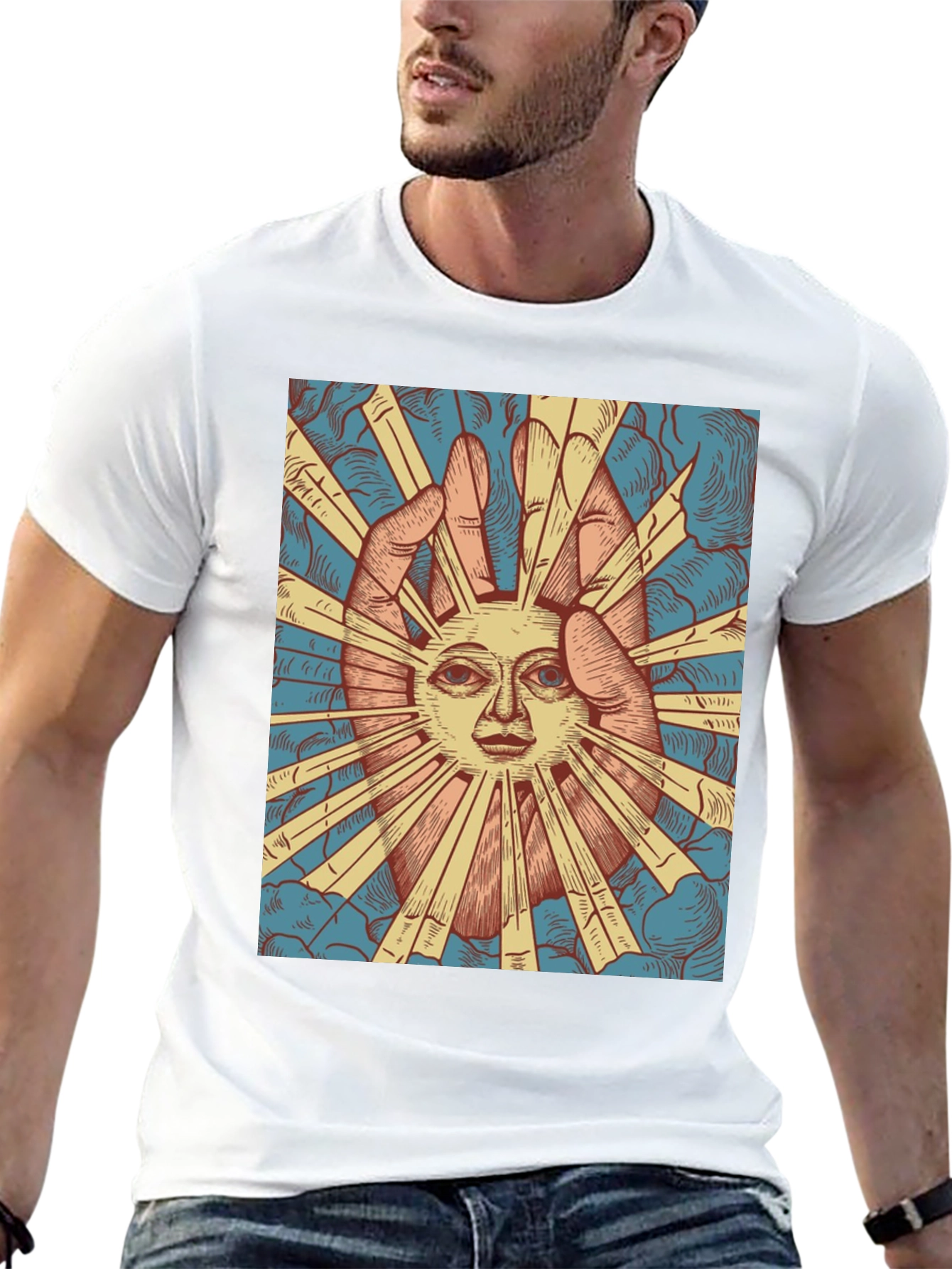 Mystic Sun Graphic Tee - Unique Hand Drawn Design