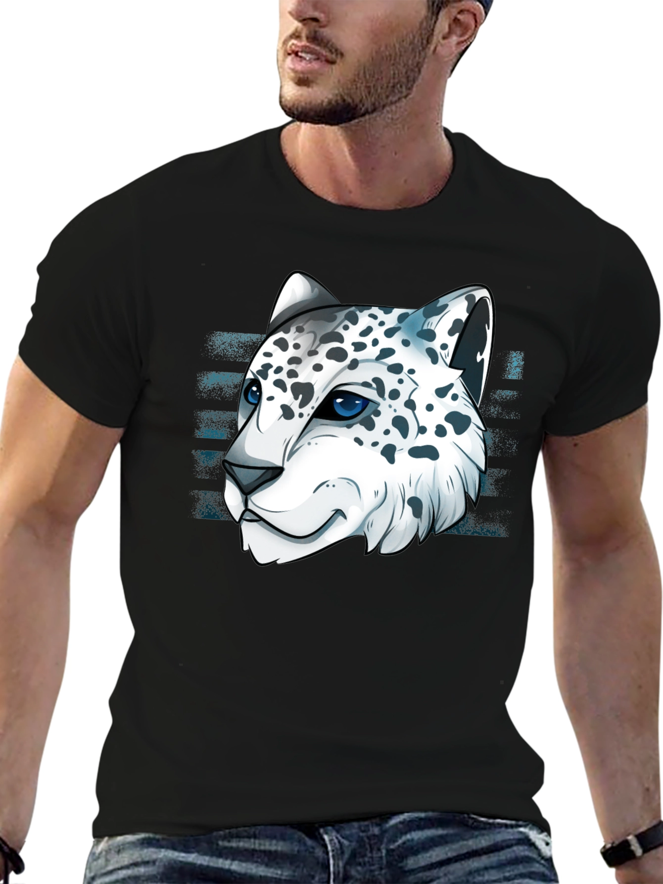 Snow Leopard Graphic Tee - Cool Cat Design