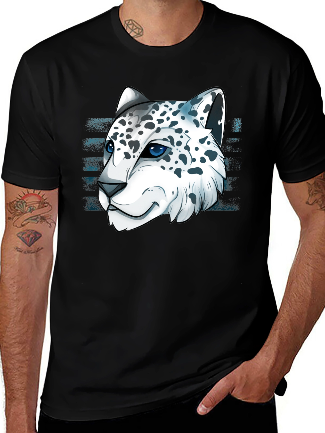 Snow Leopard Graphic Tee - Cool Cat Design