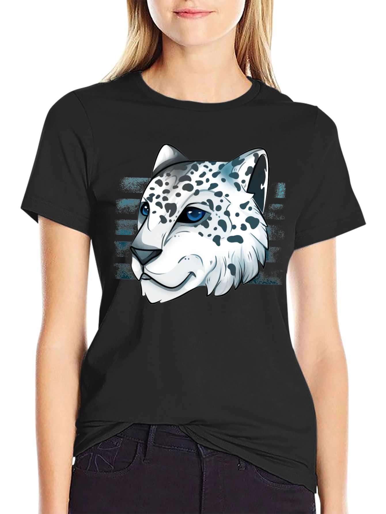 Snow Leopard Graphic Tee - Cool Cat Design
