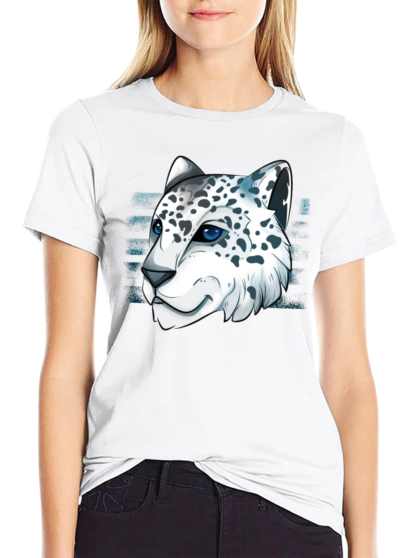 Snow Leopard Graphic Tee - Cool Cat Design