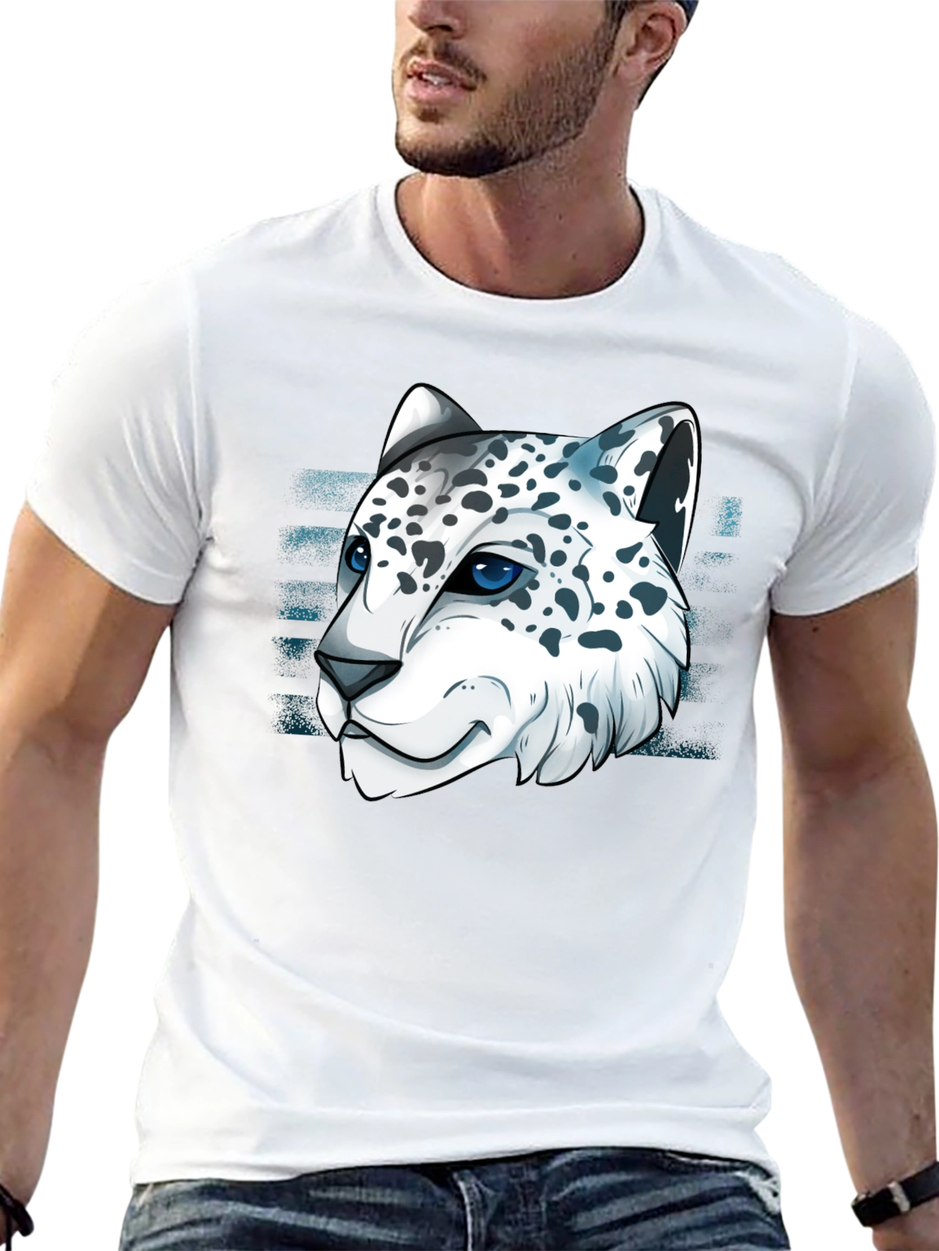 Snow Leopard Graphic Tee - Cool Cat Design