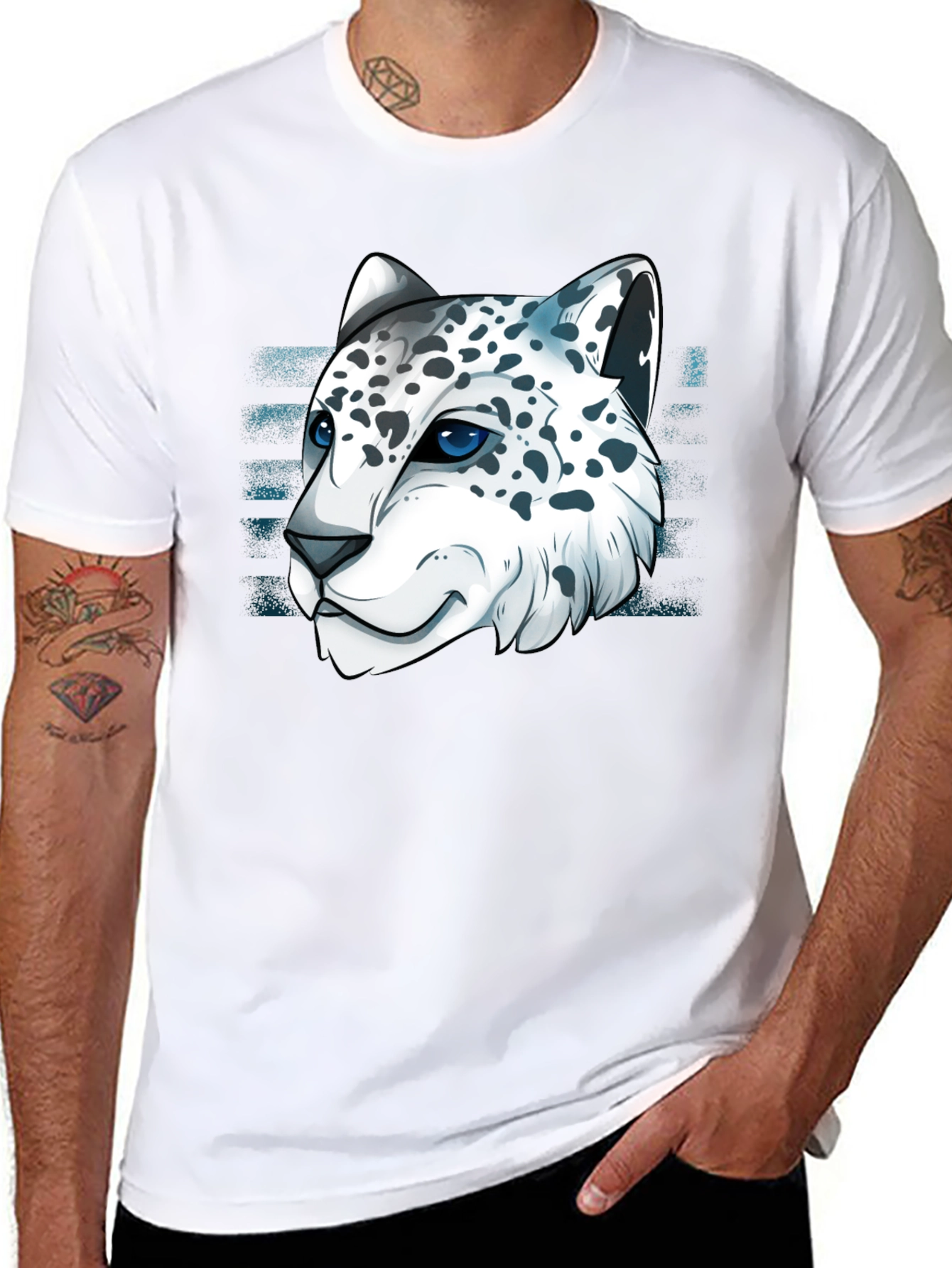 Snow Leopard Graphic Tee - Cool Cat Design