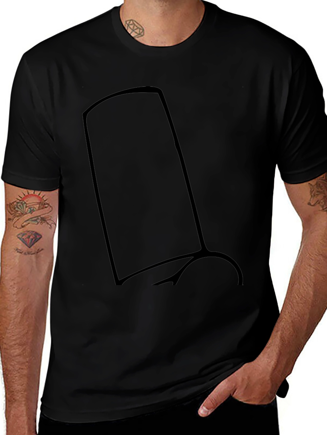 Mens Black T-Shirt with Abstract Graphic