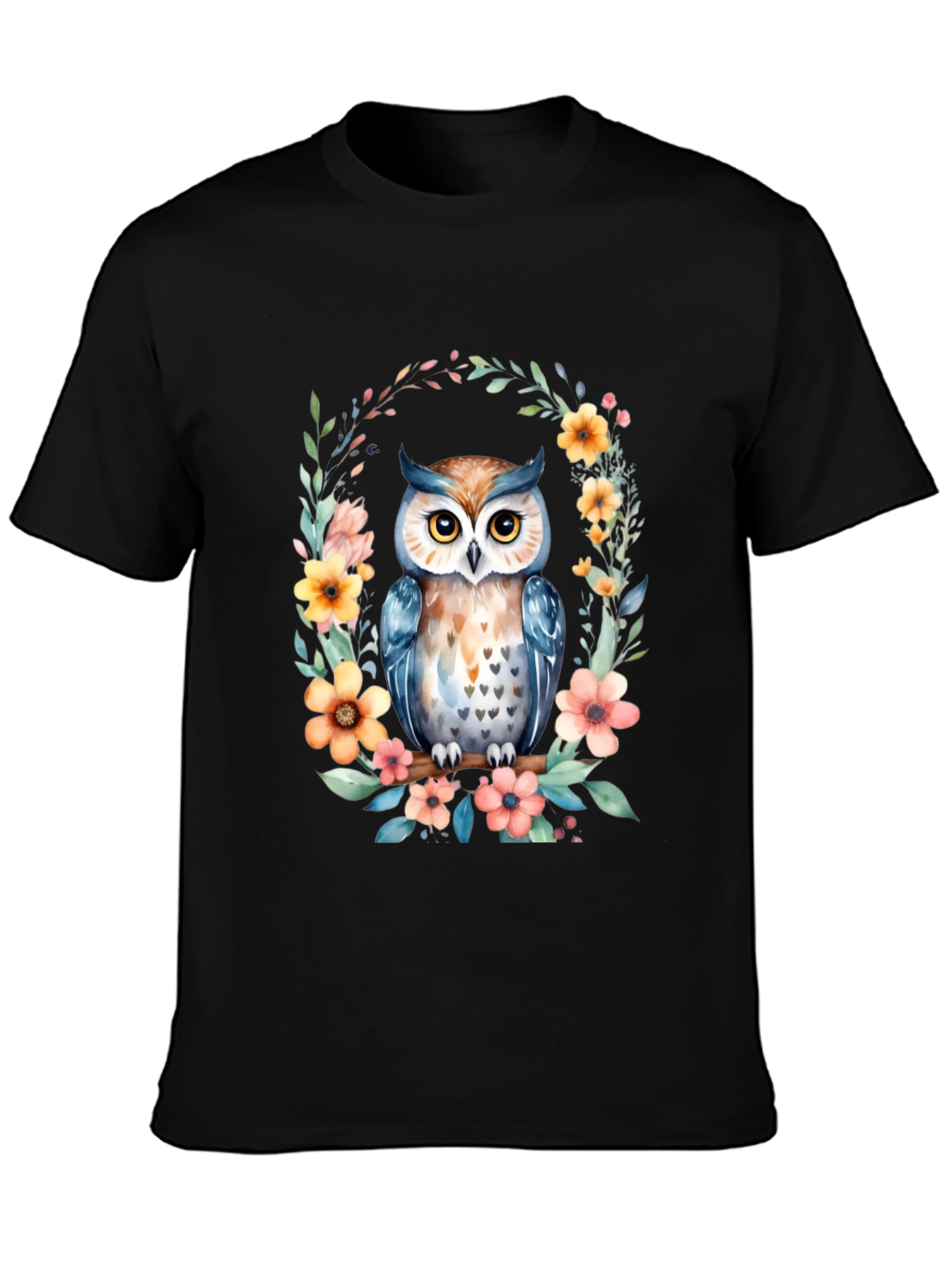 Floral Owl Graphic Tee - Nature Lovers T-Shirt