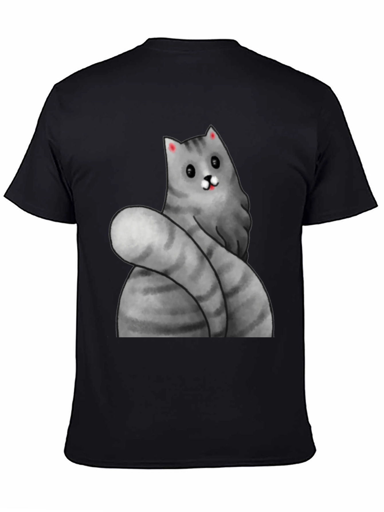 Funny Cat Graphic Tee - Black Cotton T-Shirt