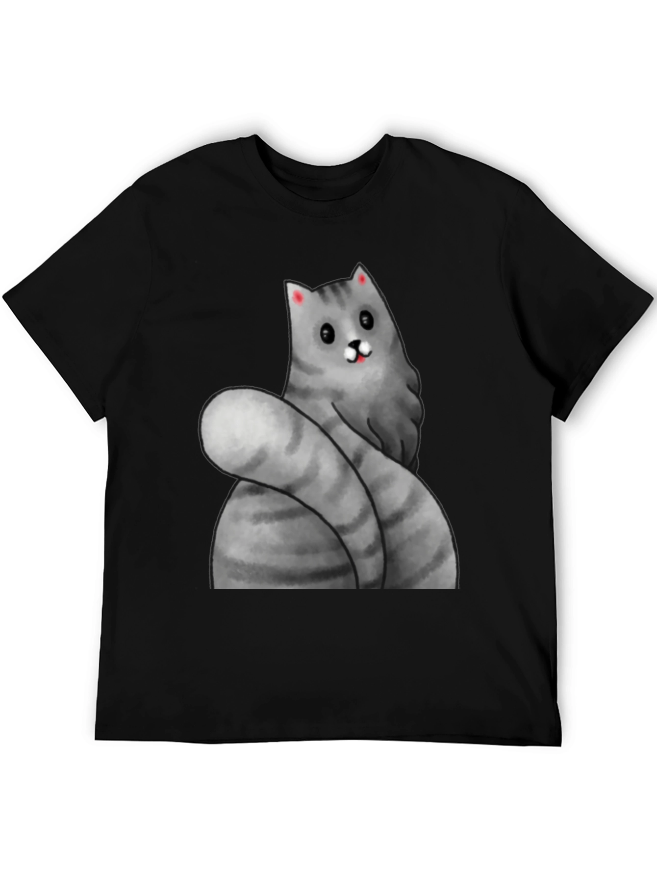 Funny Cat Graphic Tee - Black Cotton T-Shirt