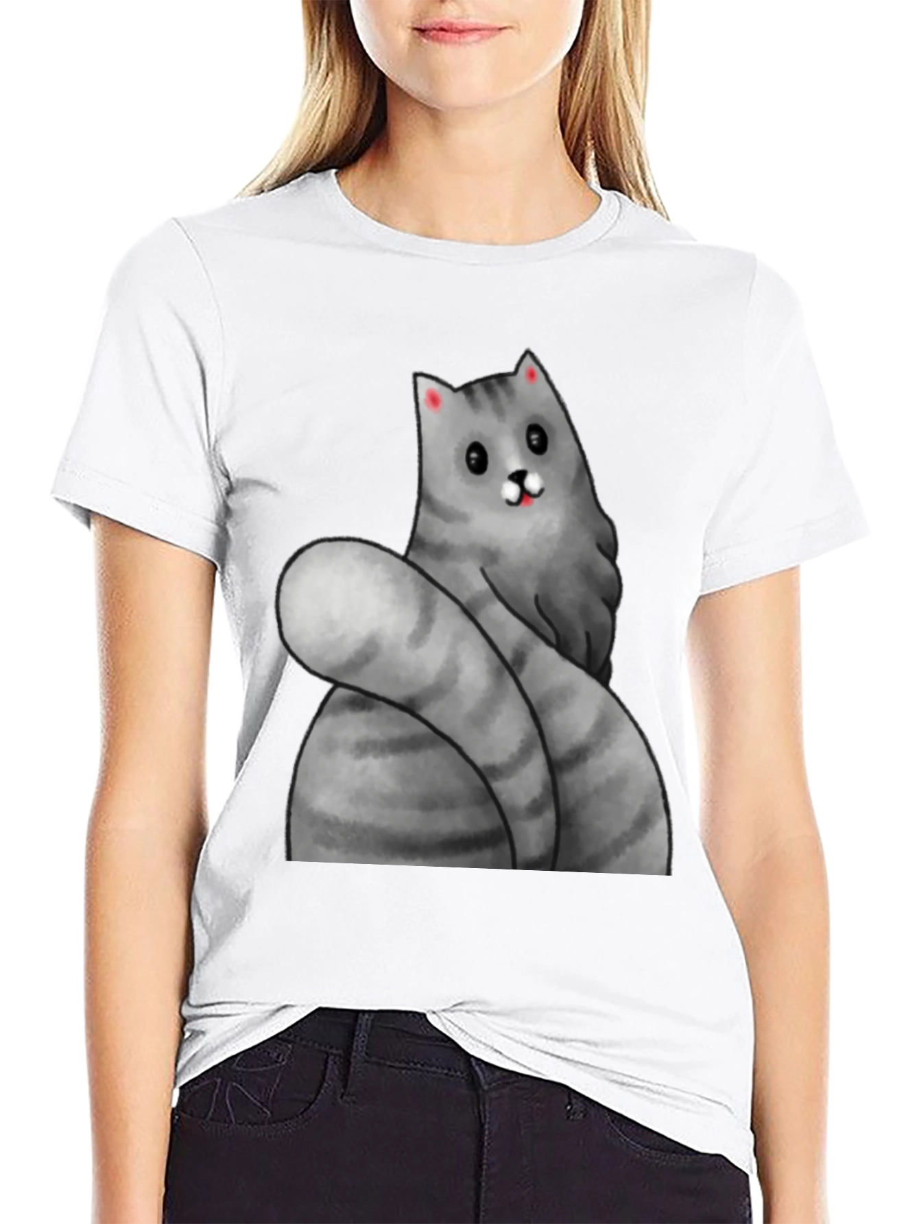 Funny Cat Graphic Tee - Black Cotton T-Shirt