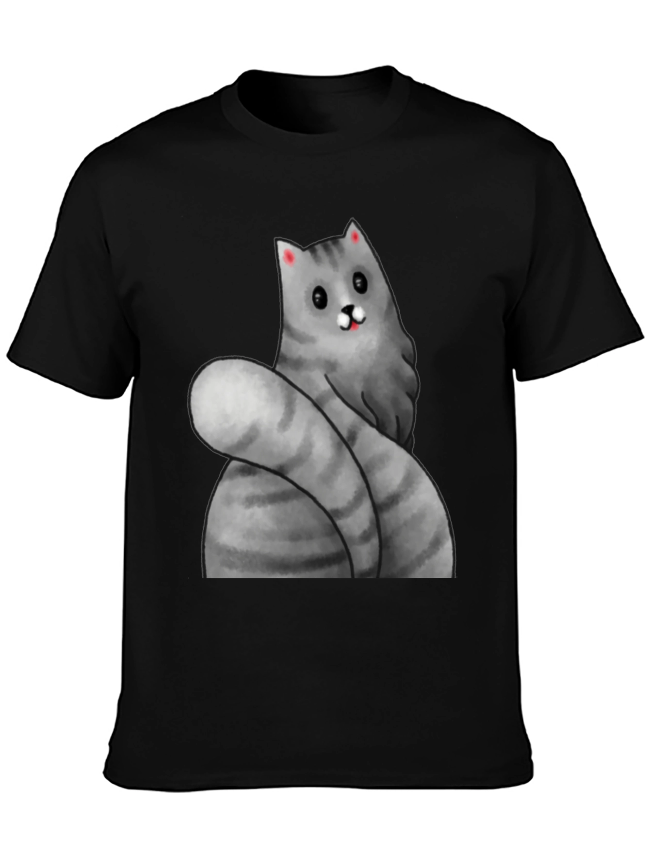 Funny Cat Graphic Tee - Black Cotton T-Shirt
