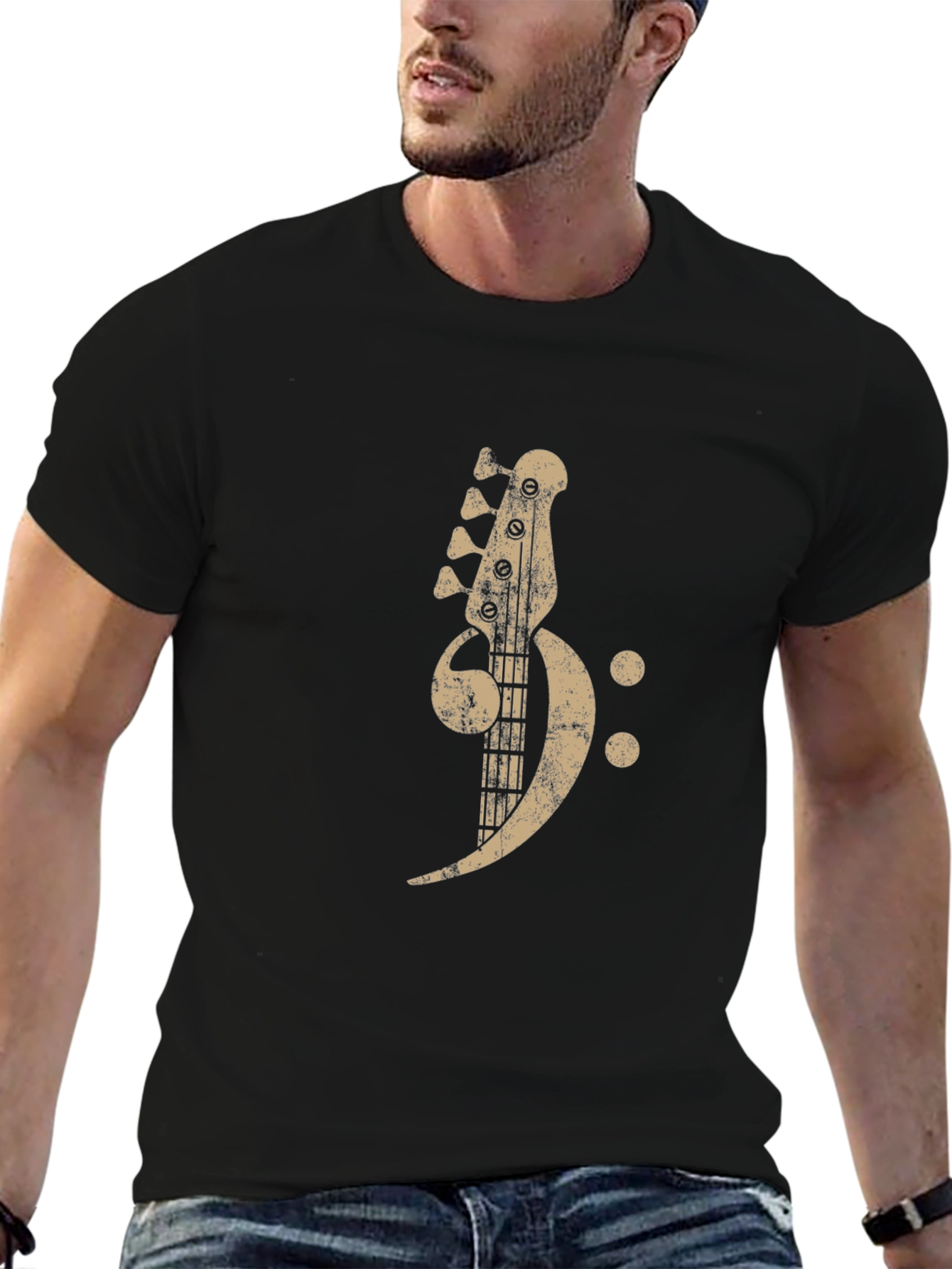 Bass Clef Guitar T-Shirt - Musical Graphic Tee