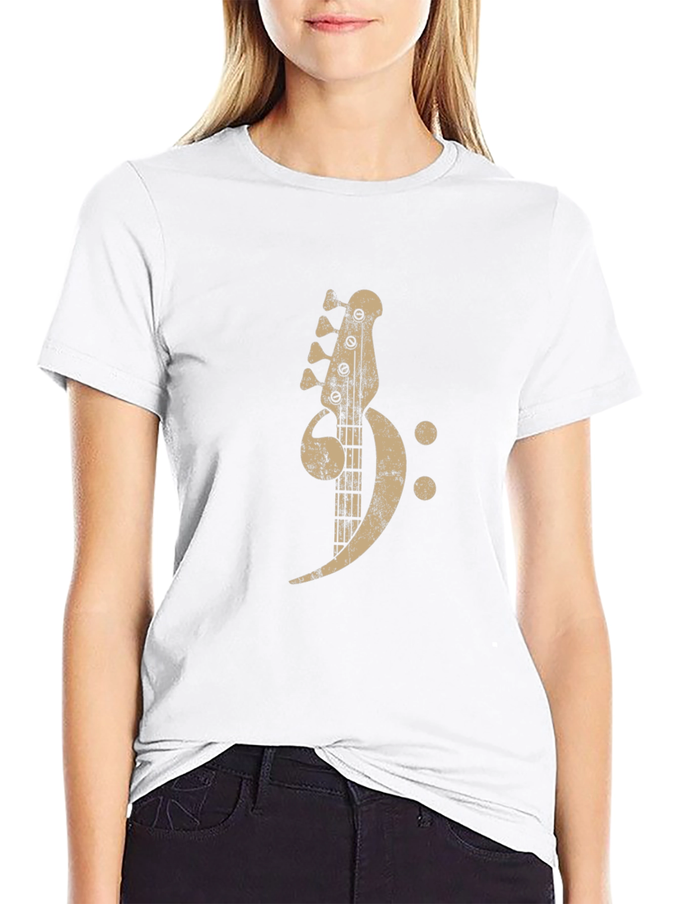 Bass Clef Guitar T-Shirt - Musical Graphic Tee
