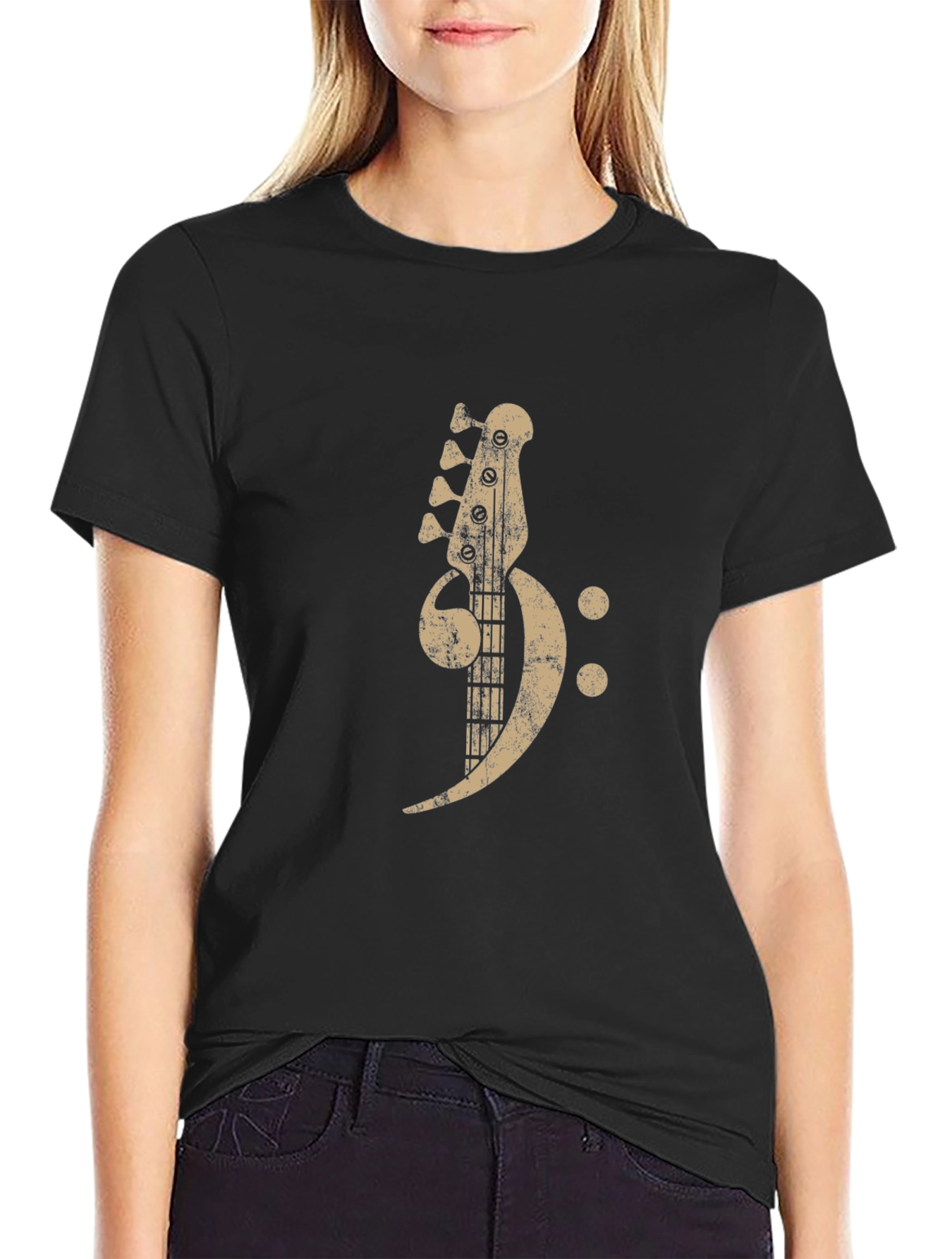 Bass Clef Guitar T-Shirt - Musical Graphic Tee