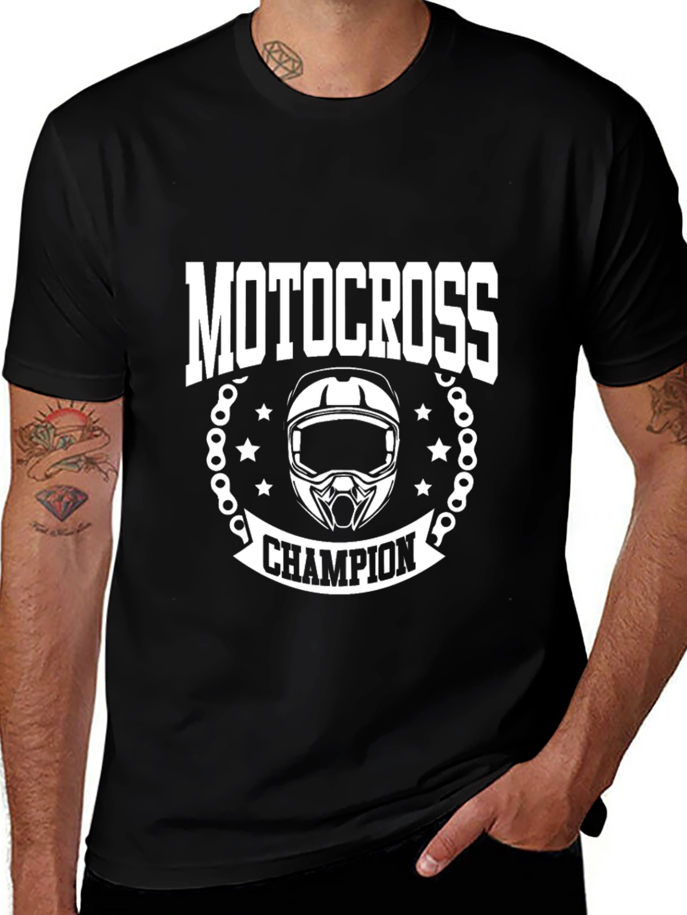 Motocross Champion Black Graphic T-Shirt