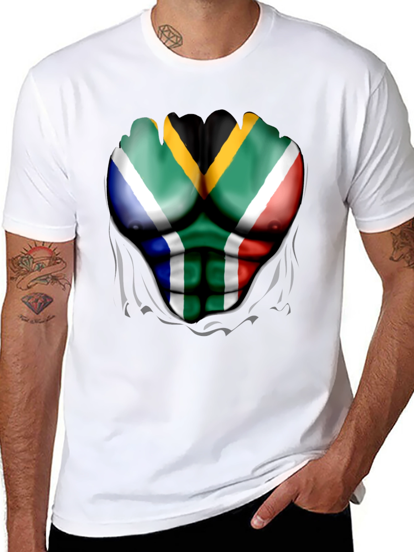 South Africa Flag Muscle Print Tee