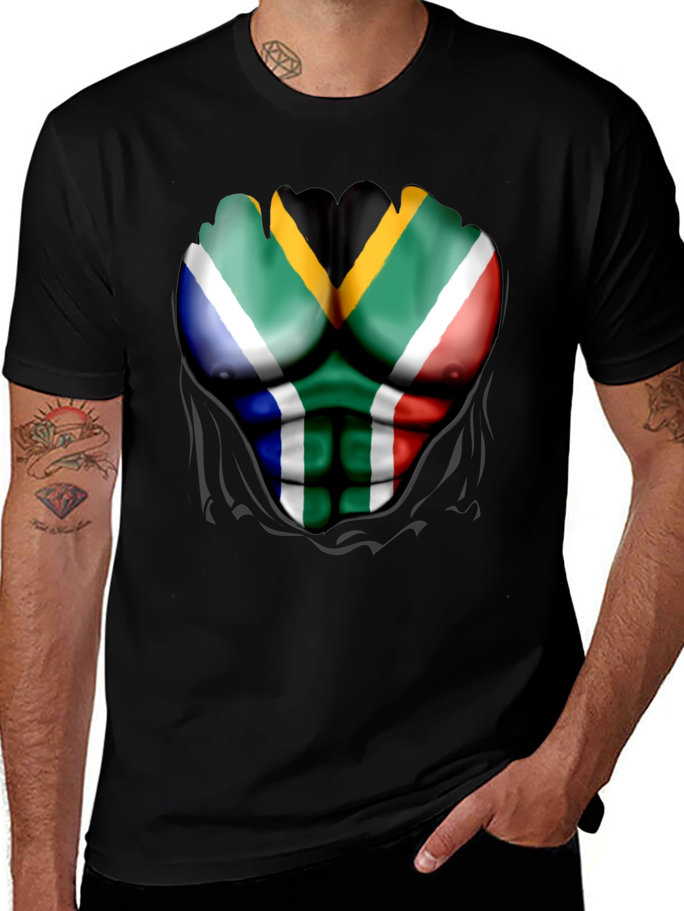 South Africa Flag Muscle Print Tee