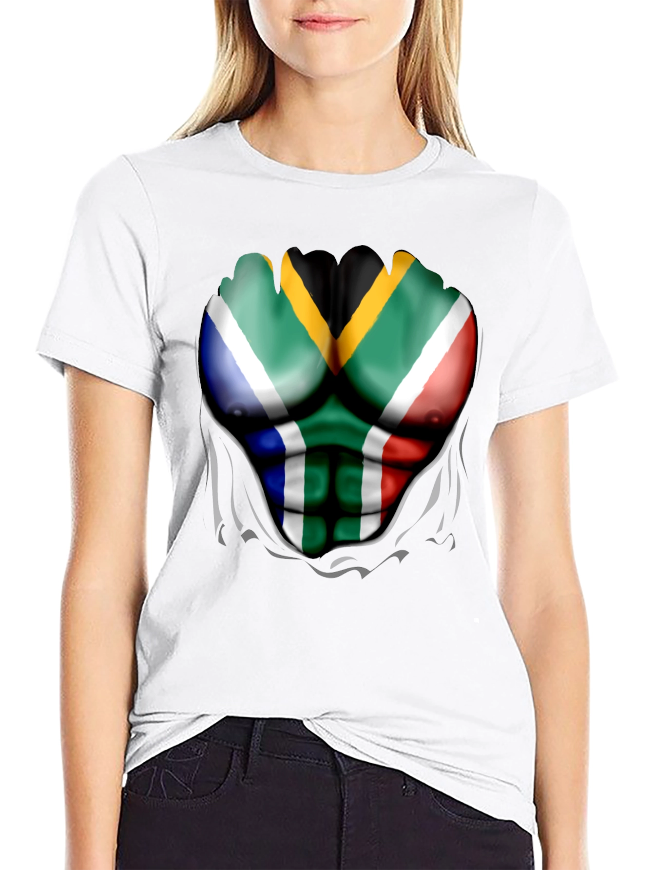 South Africa Flag Muscle Print Tee