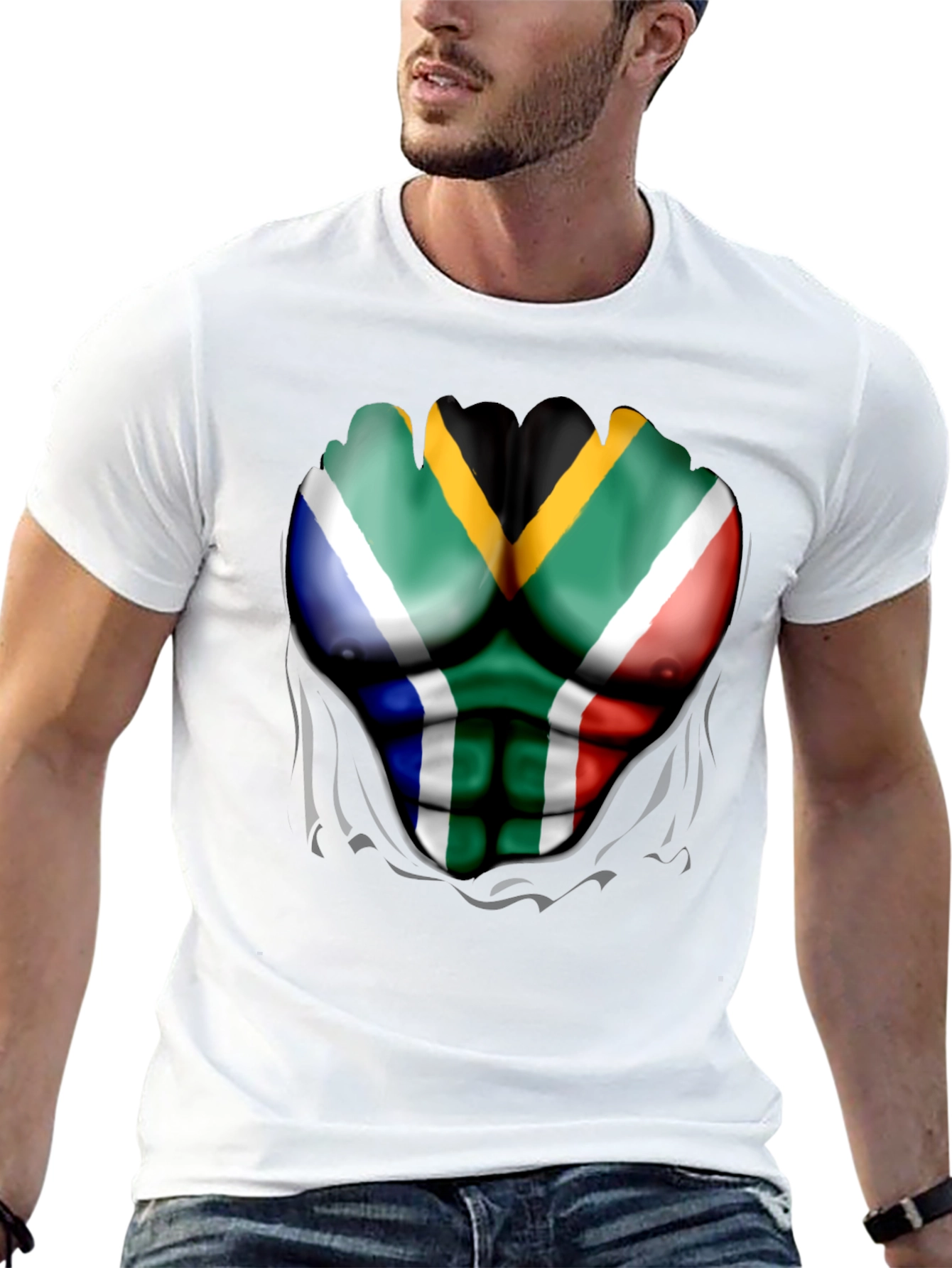 South Africa Flag Muscle Print Tee