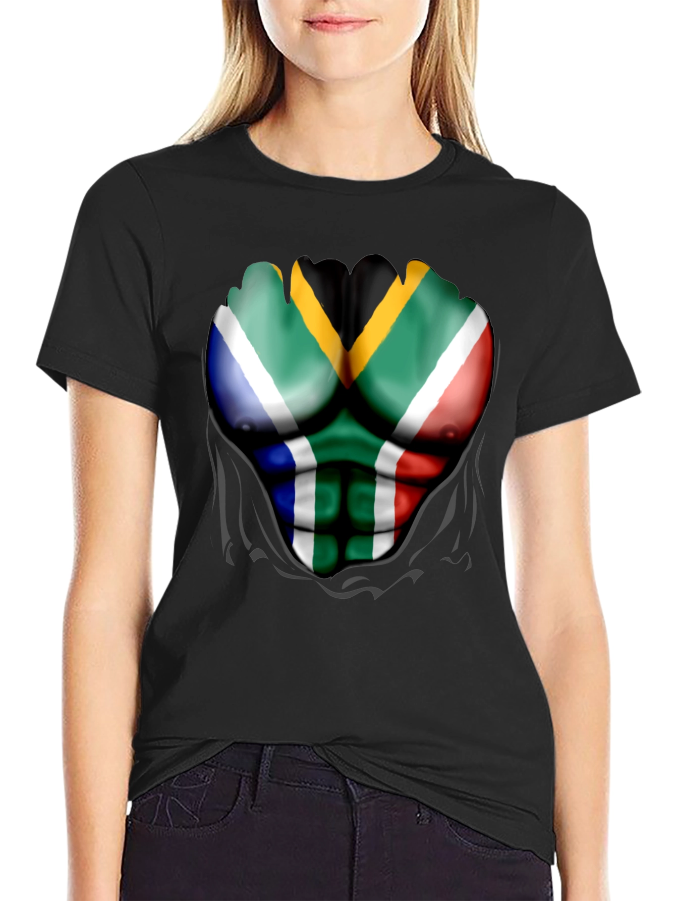 South Africa Flag Muscle Print Tee