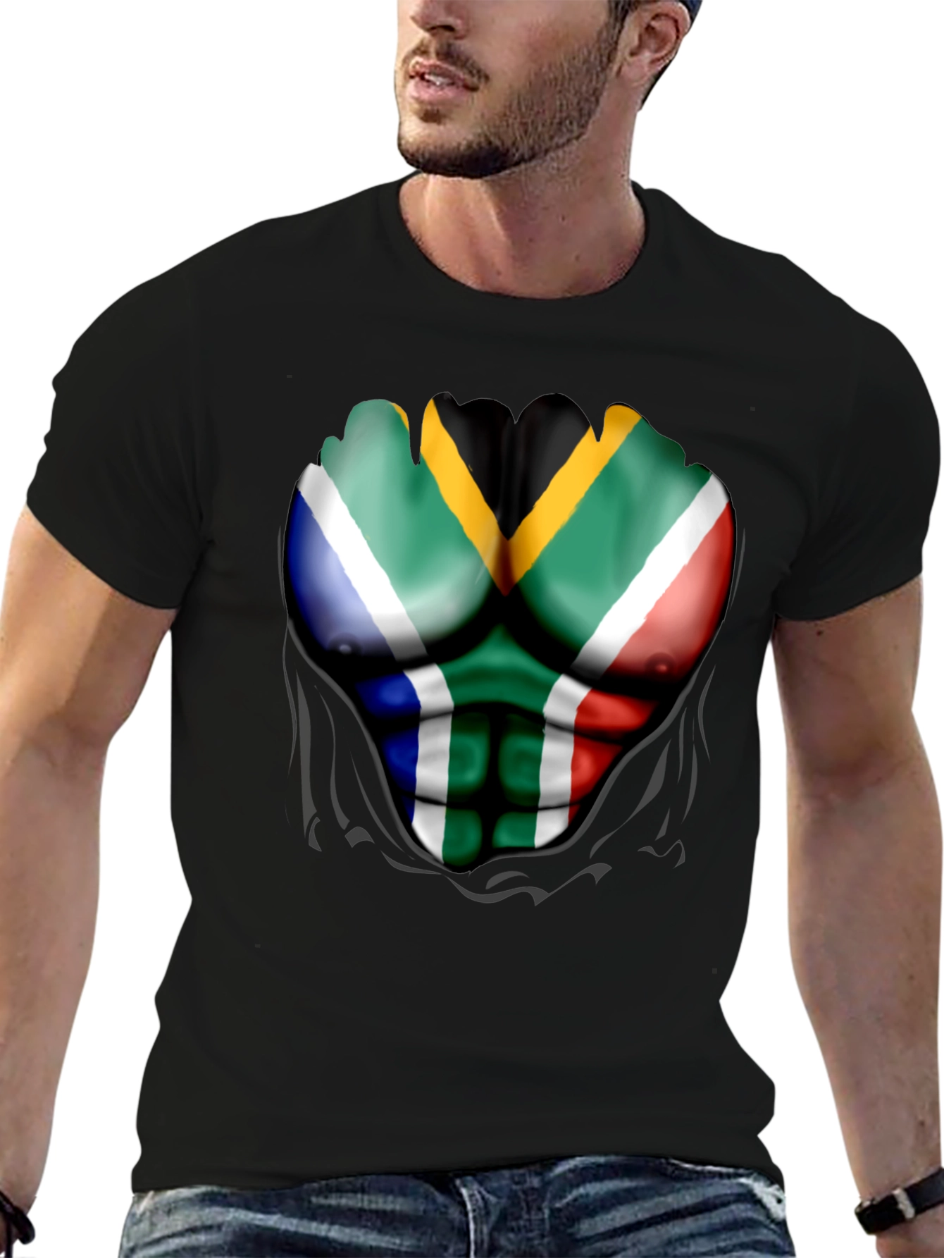 South Africa Flag Muscle Print Tee