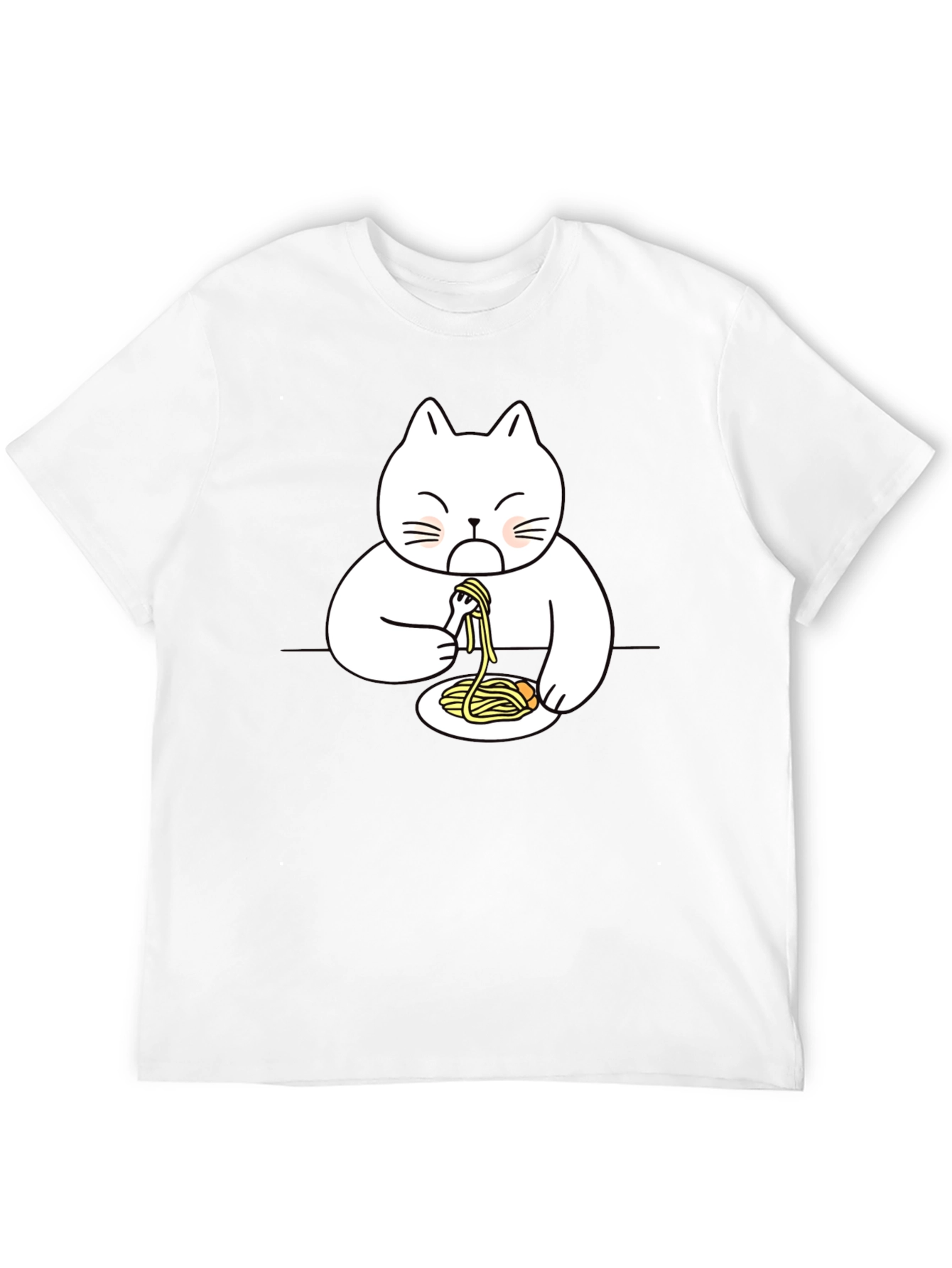 Cat Eating Spaghetti Graphic T-Shirt