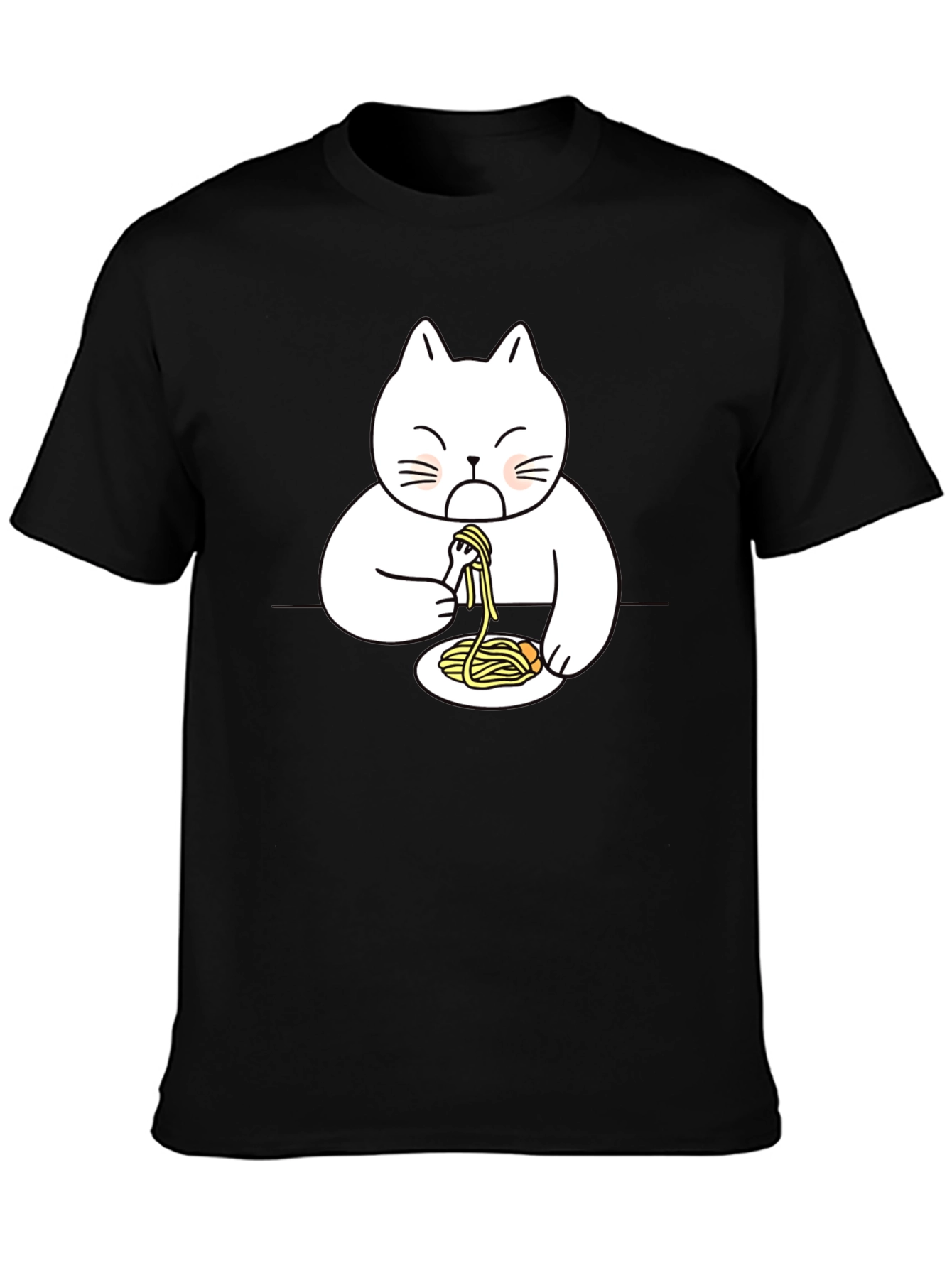 Cat Eating Spaghetti Graphic T-Shirt