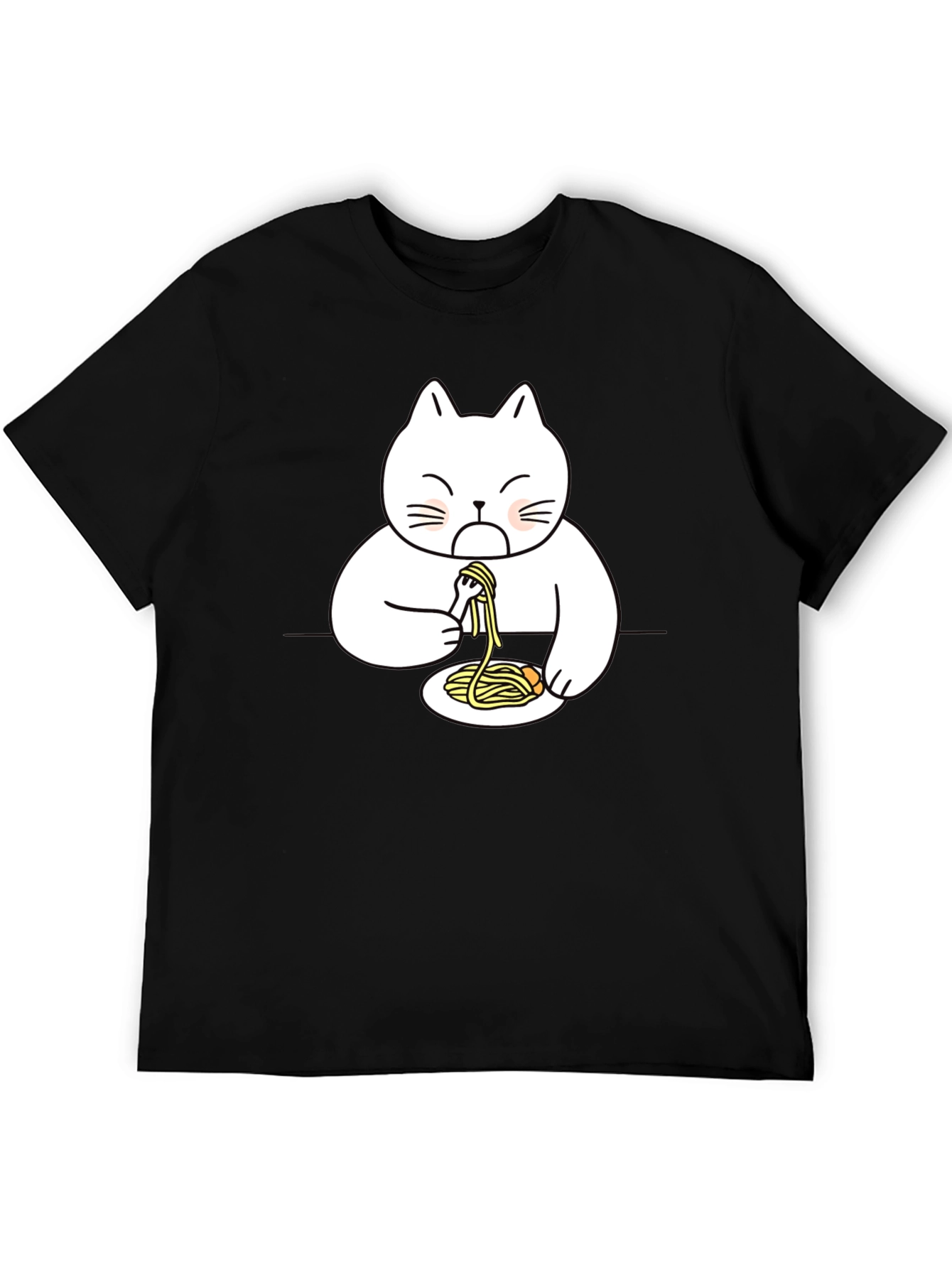 Cat Eating Spaghetti Graphic T-Shirt