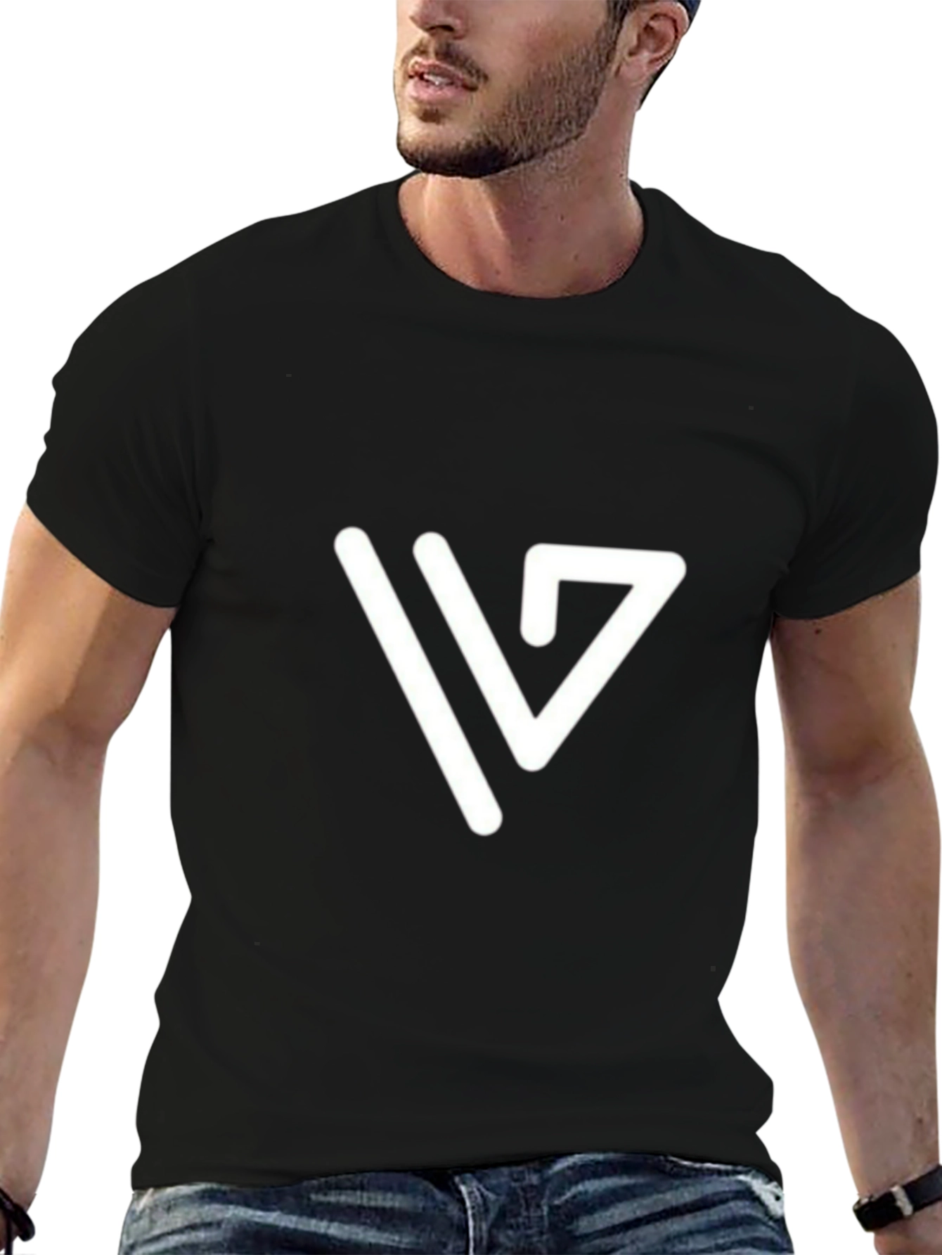 Modern White Logo Tee - Black