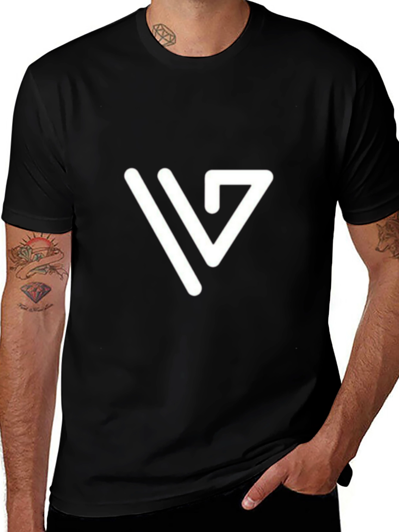 Modern White Logo Tee - Black