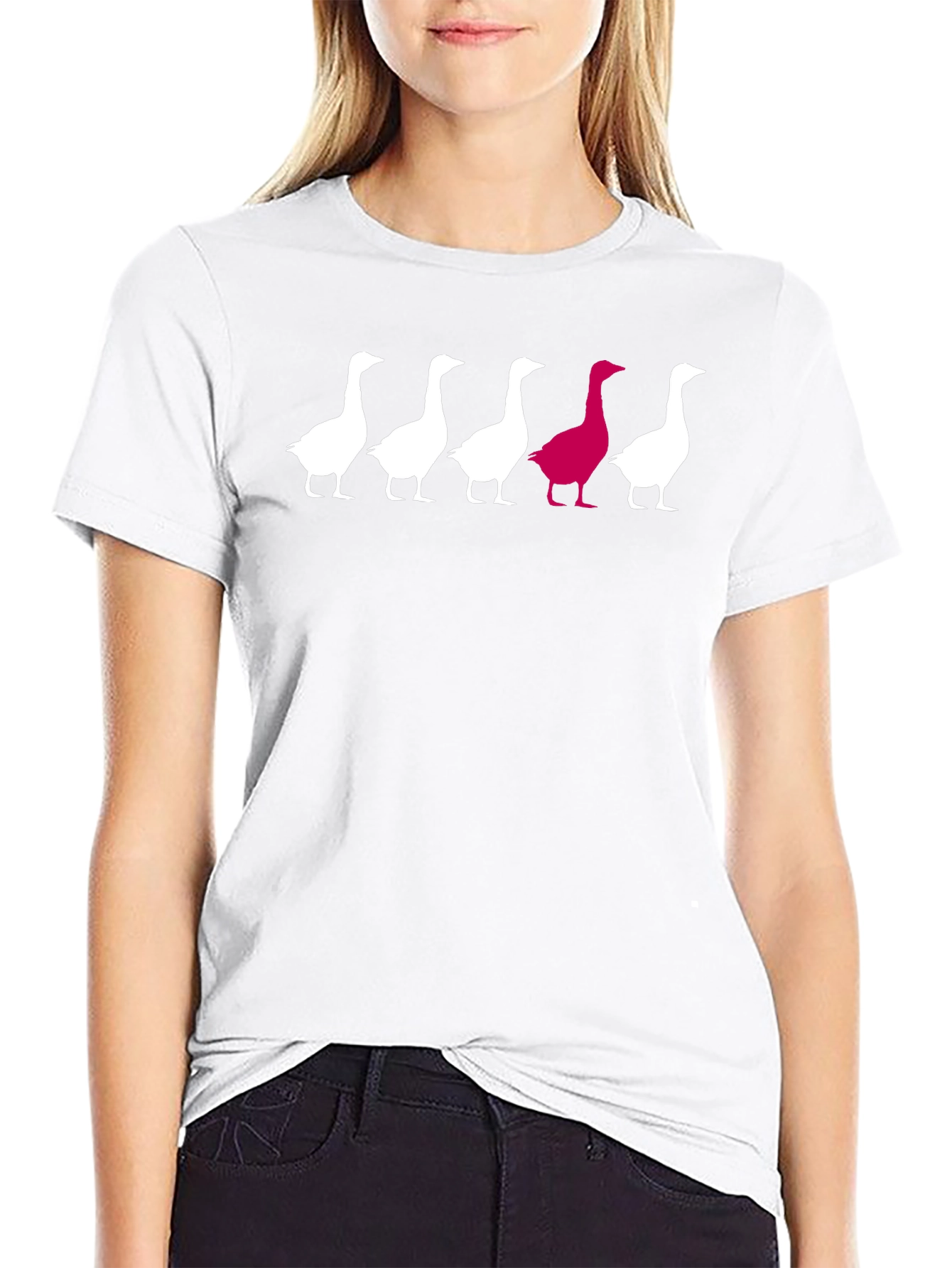 Unique Goose Graphic Tee - Black Cotton T-Shirt