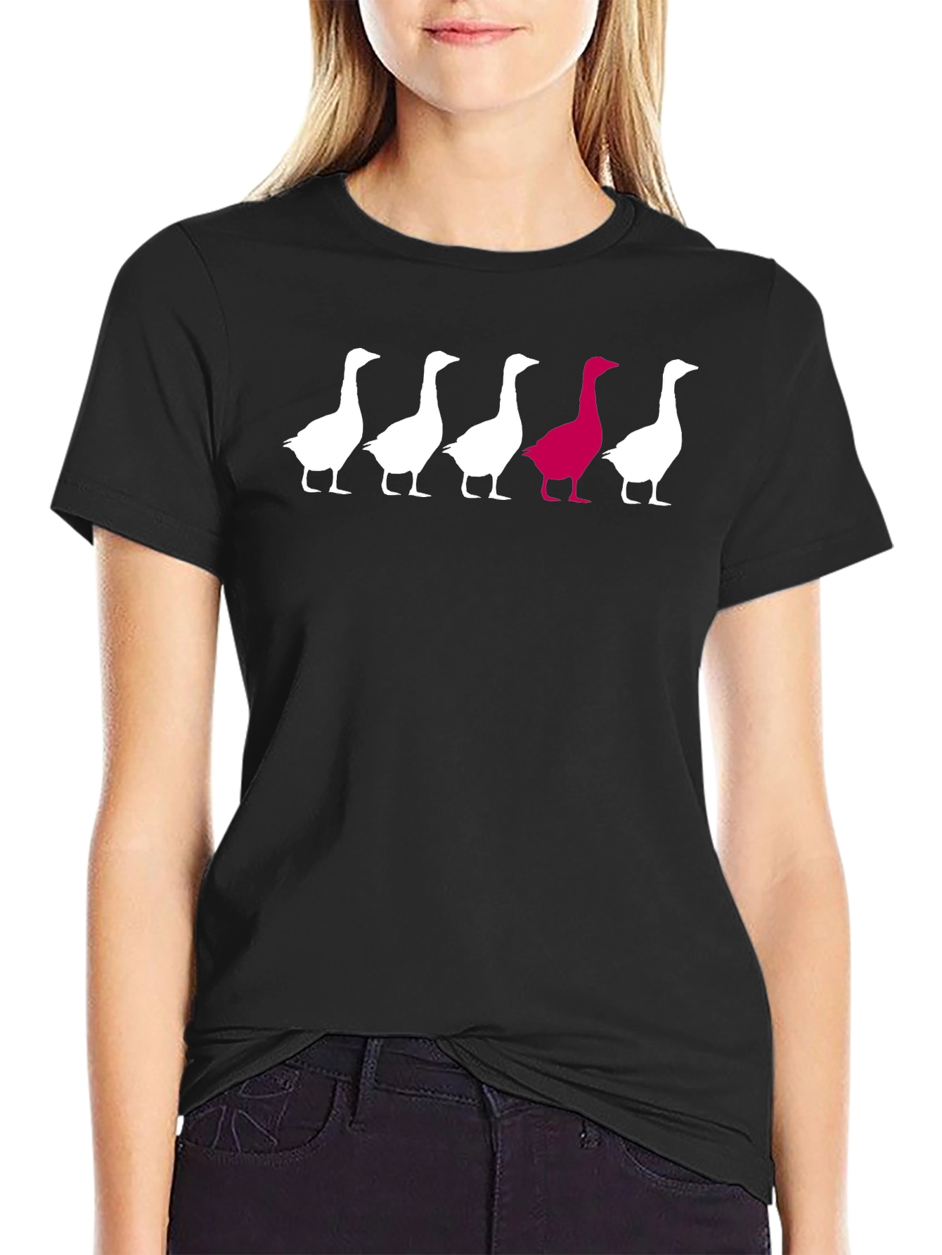 Unique Goose Graphic Tee - Black Cotton T-Shirt