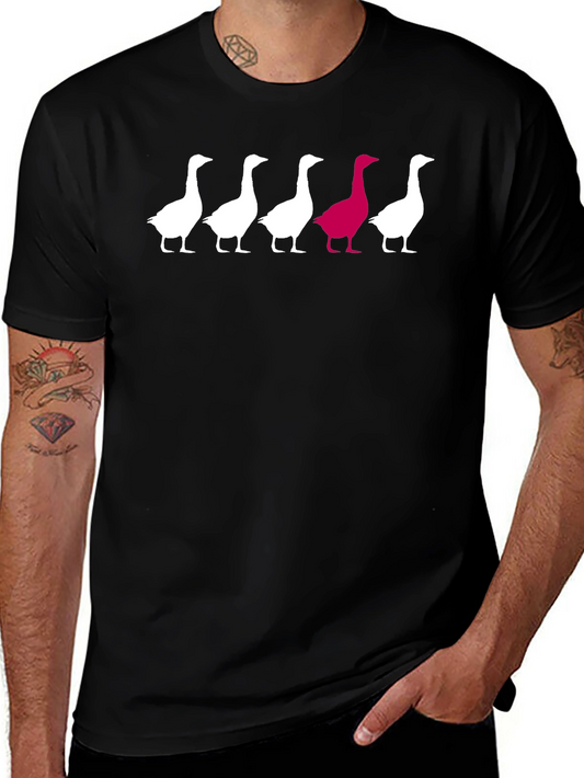 Unique Goose Graphic Tee - Black Cotton T-Shirt