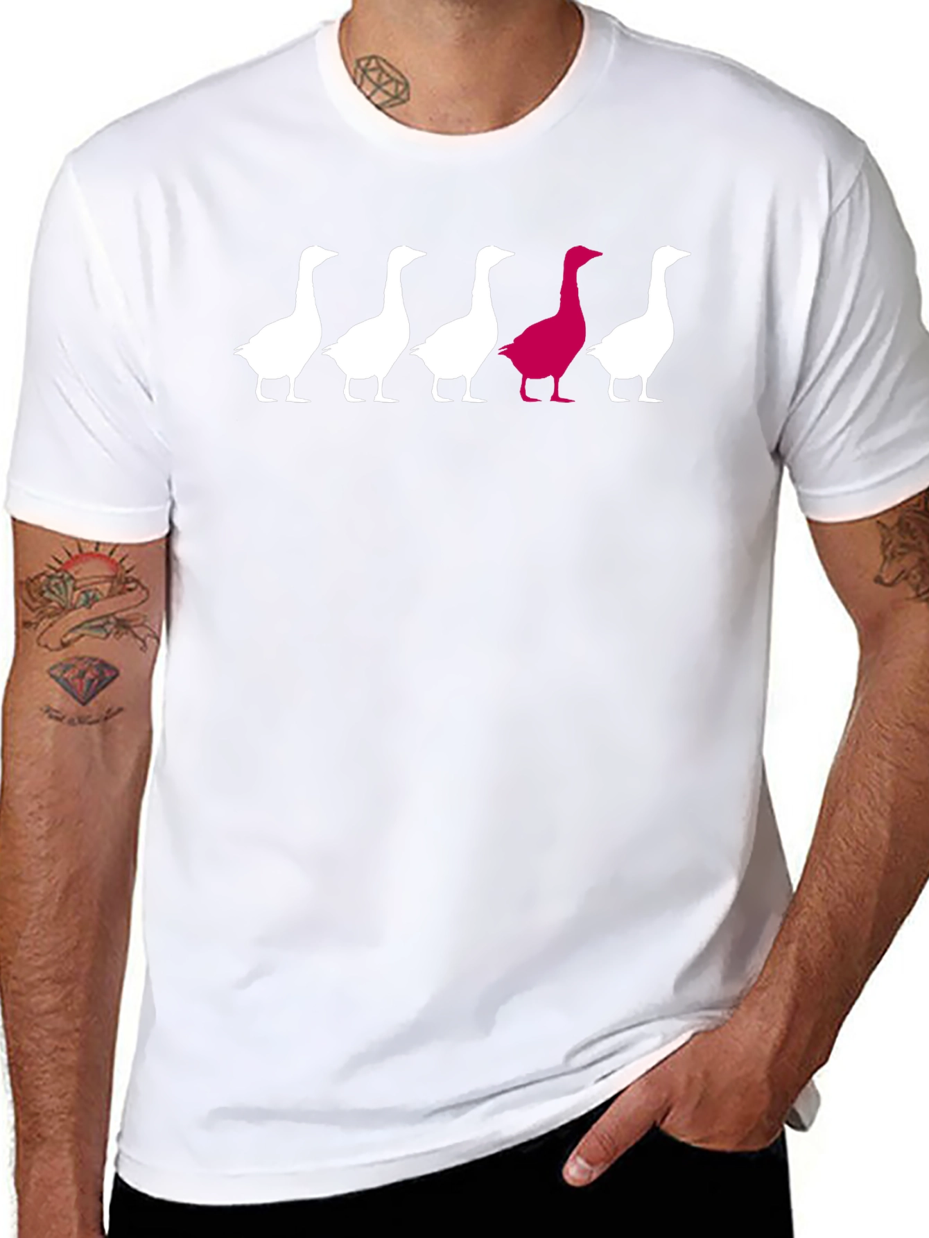 Unique Goose Graphic Tee - Black Cotton T-Shirt