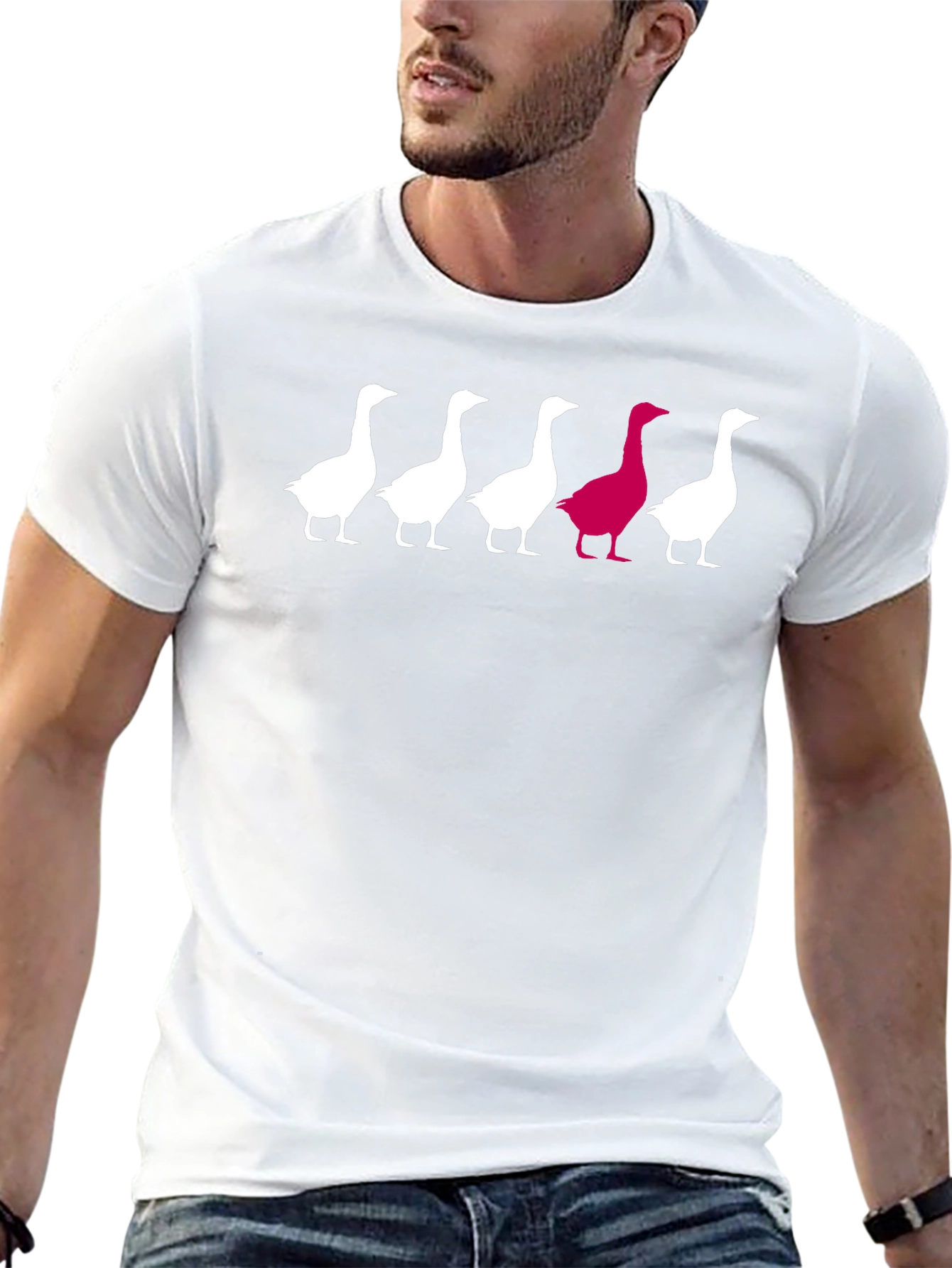 Unique Goose Graphic Tee - Black Cotton T-Shirt