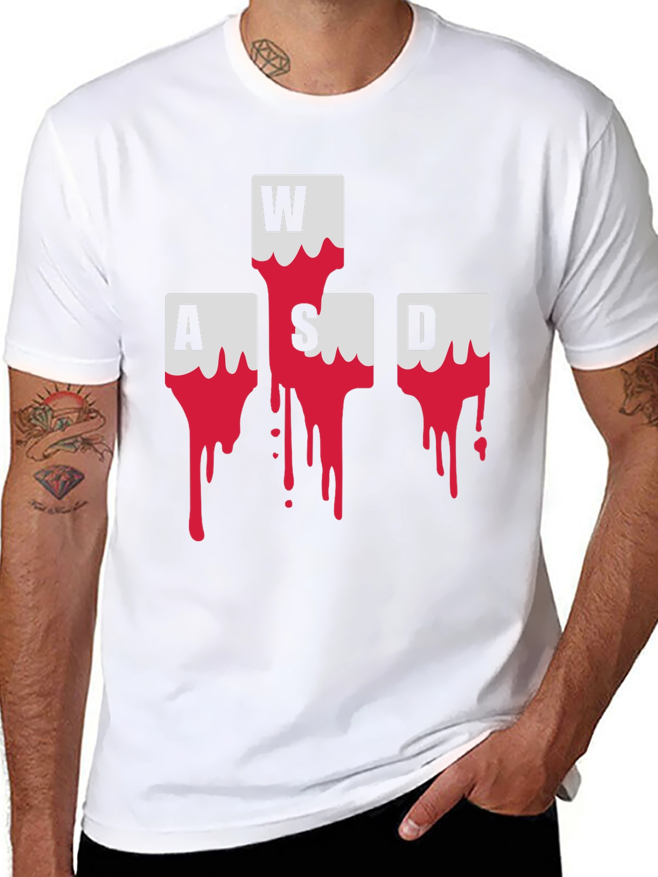 WASD Gamer T-Shirt - Bloody Keyboard Keys