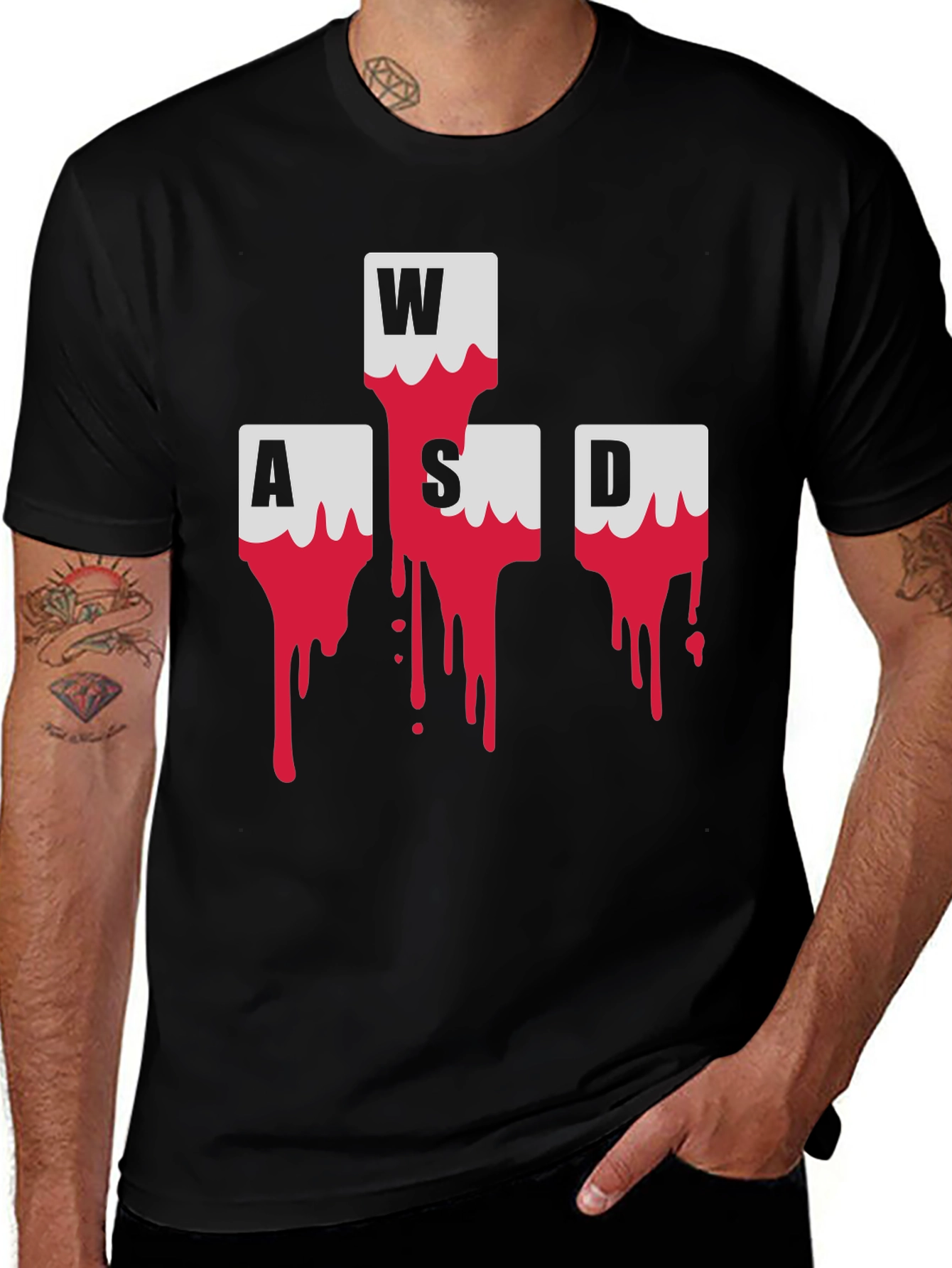WASD Gamer T-Shirt - Bloody Keyboard Keys