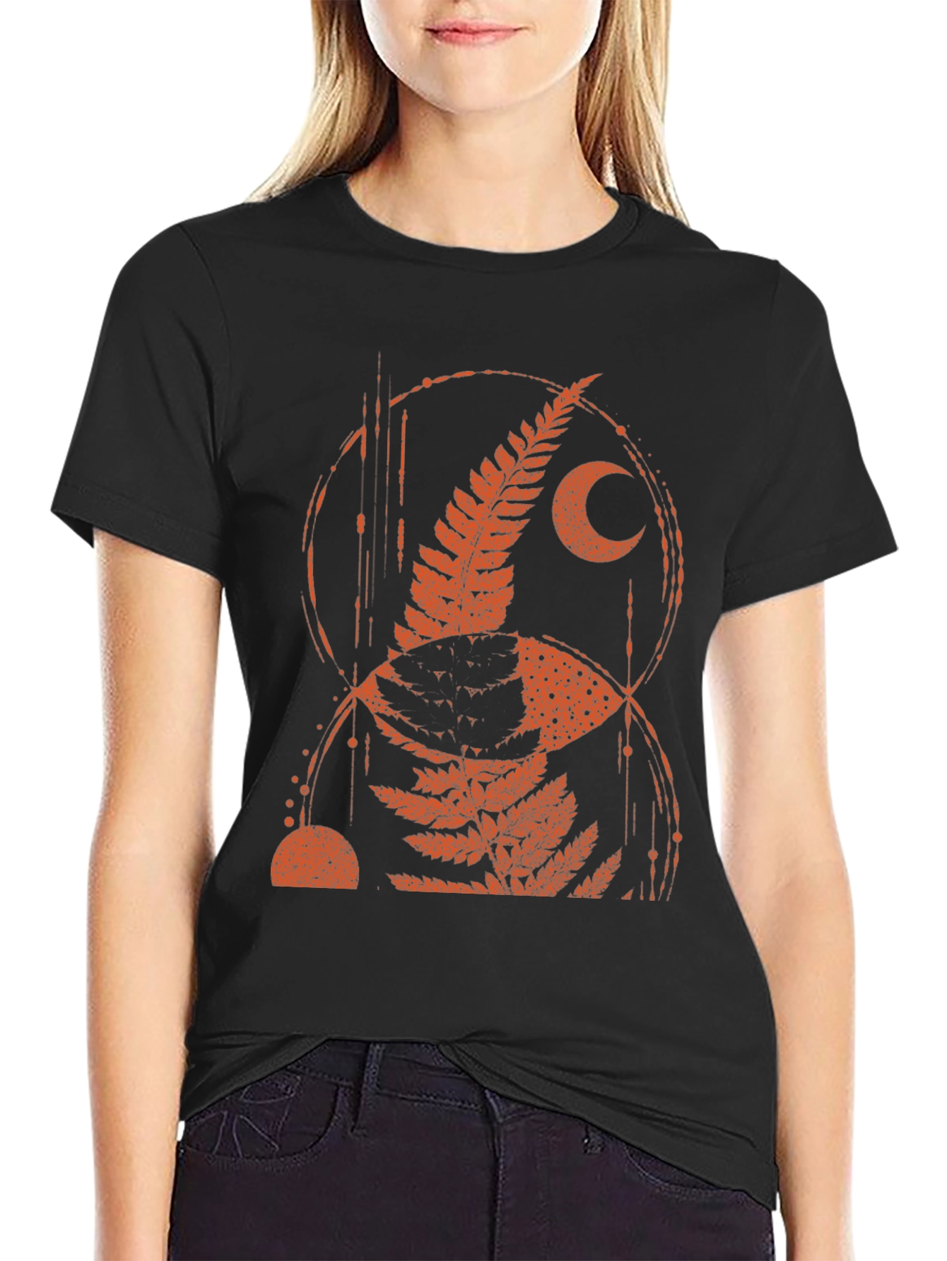 Fern Moon Graphic Tee - Black
