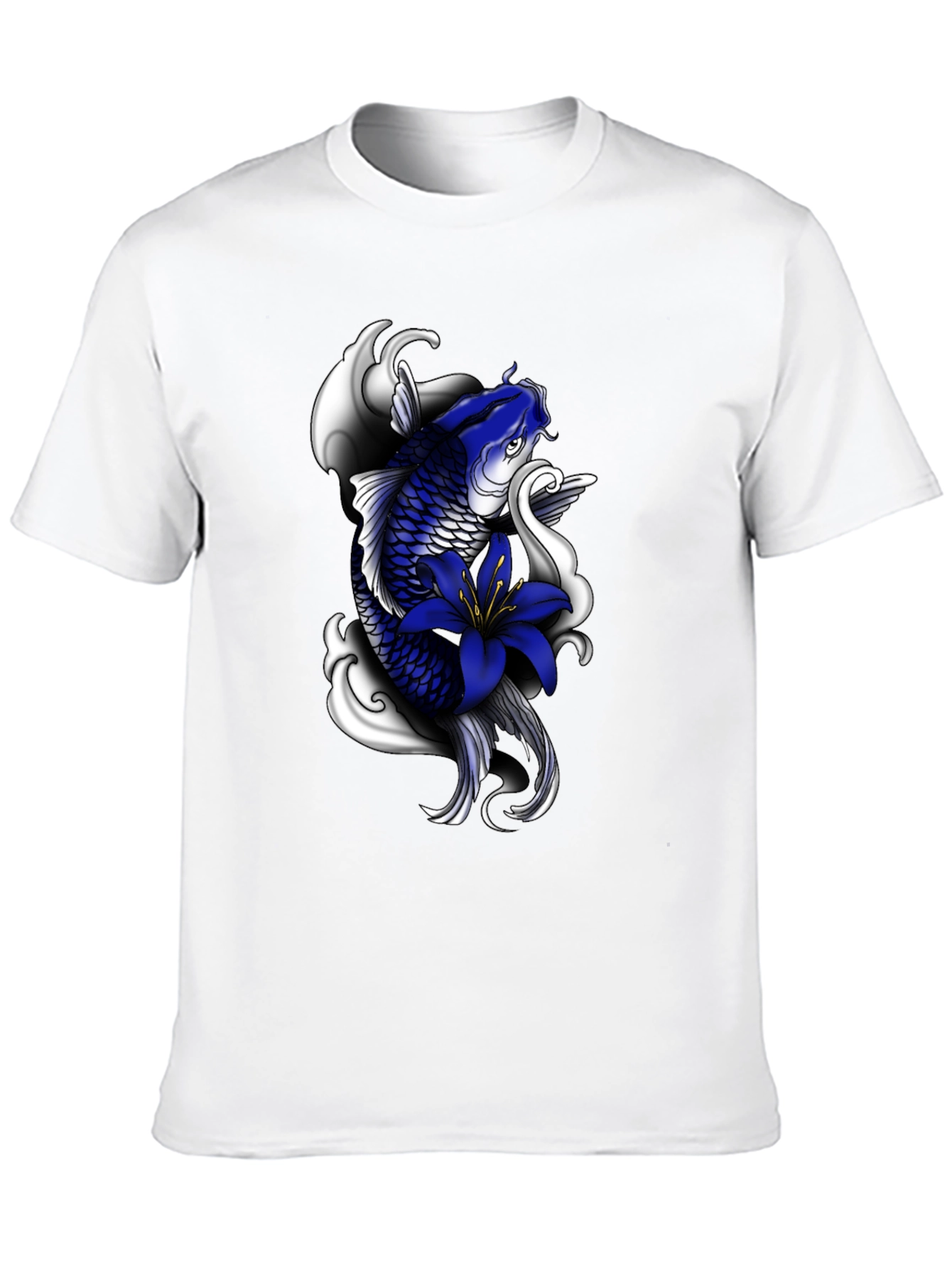 Koi Fish Graphic Print Black T-Shirt