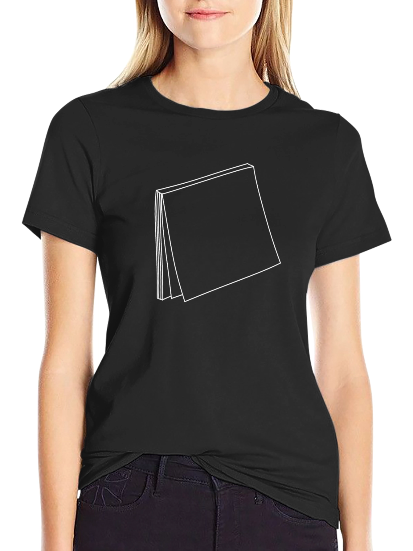 Modern Graphic Tee: Abstract Book Design - Black