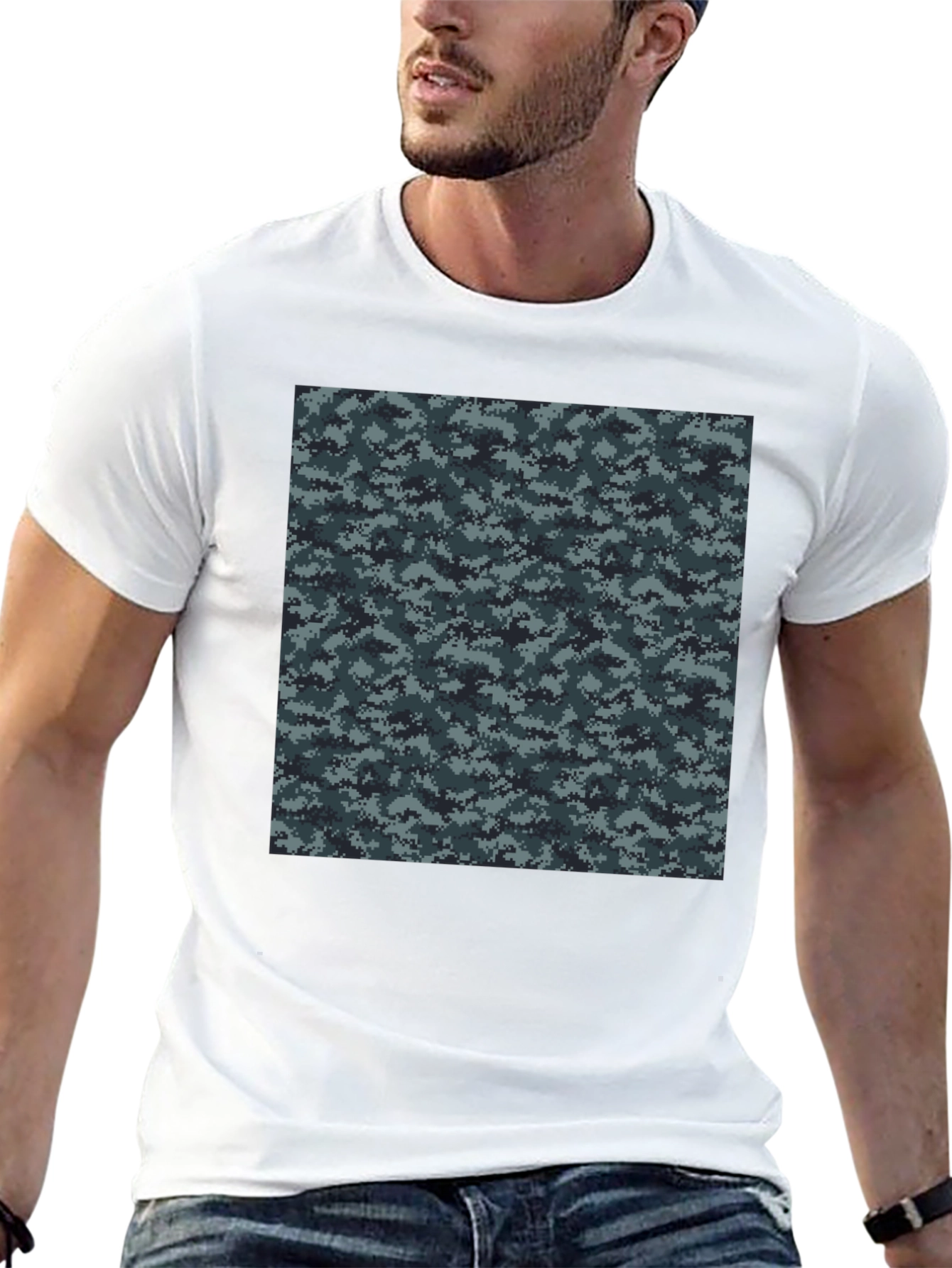 Camouflage Pattern Black T-Shirt