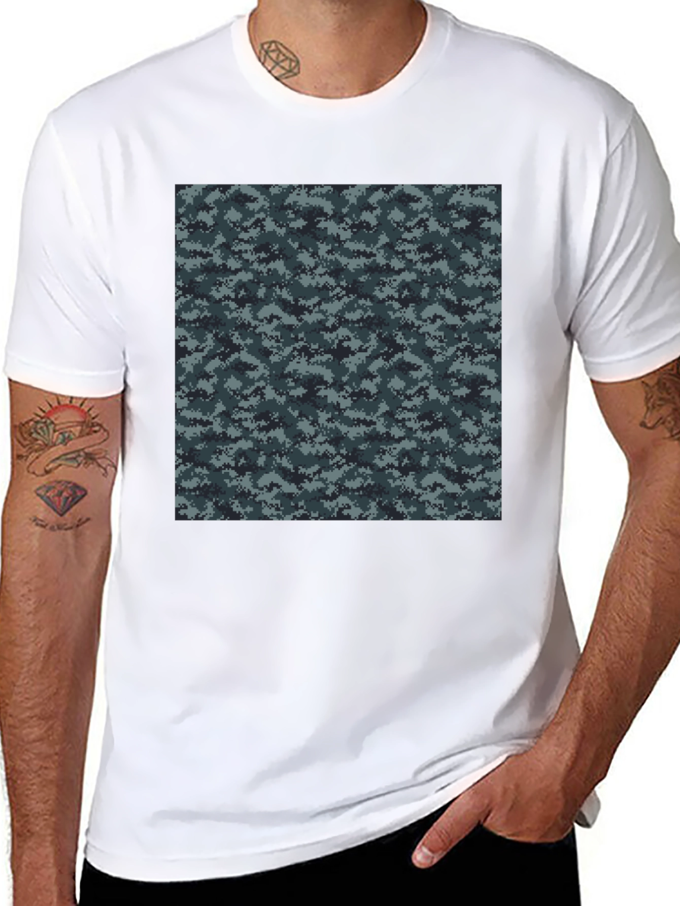Camouflage Pattern Black T-Shirt