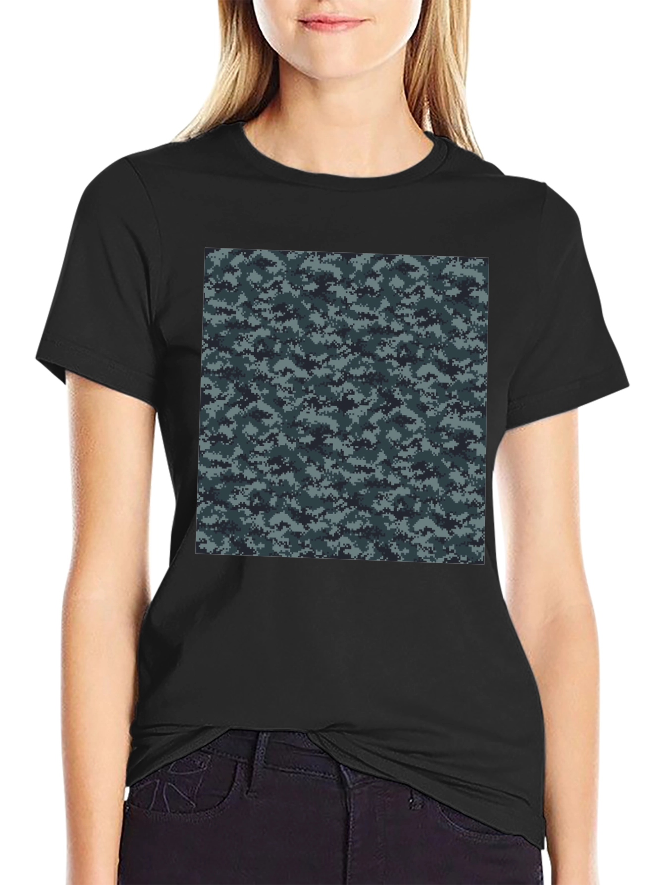 Camouflage Pattern Black T-Shirt