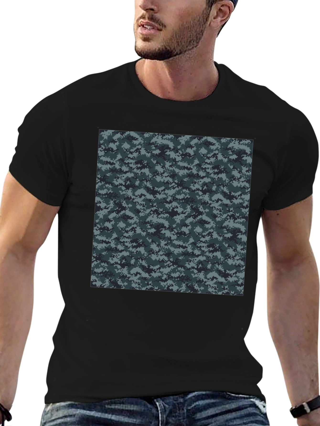 Camouflage Pattern Black T-Shirt
