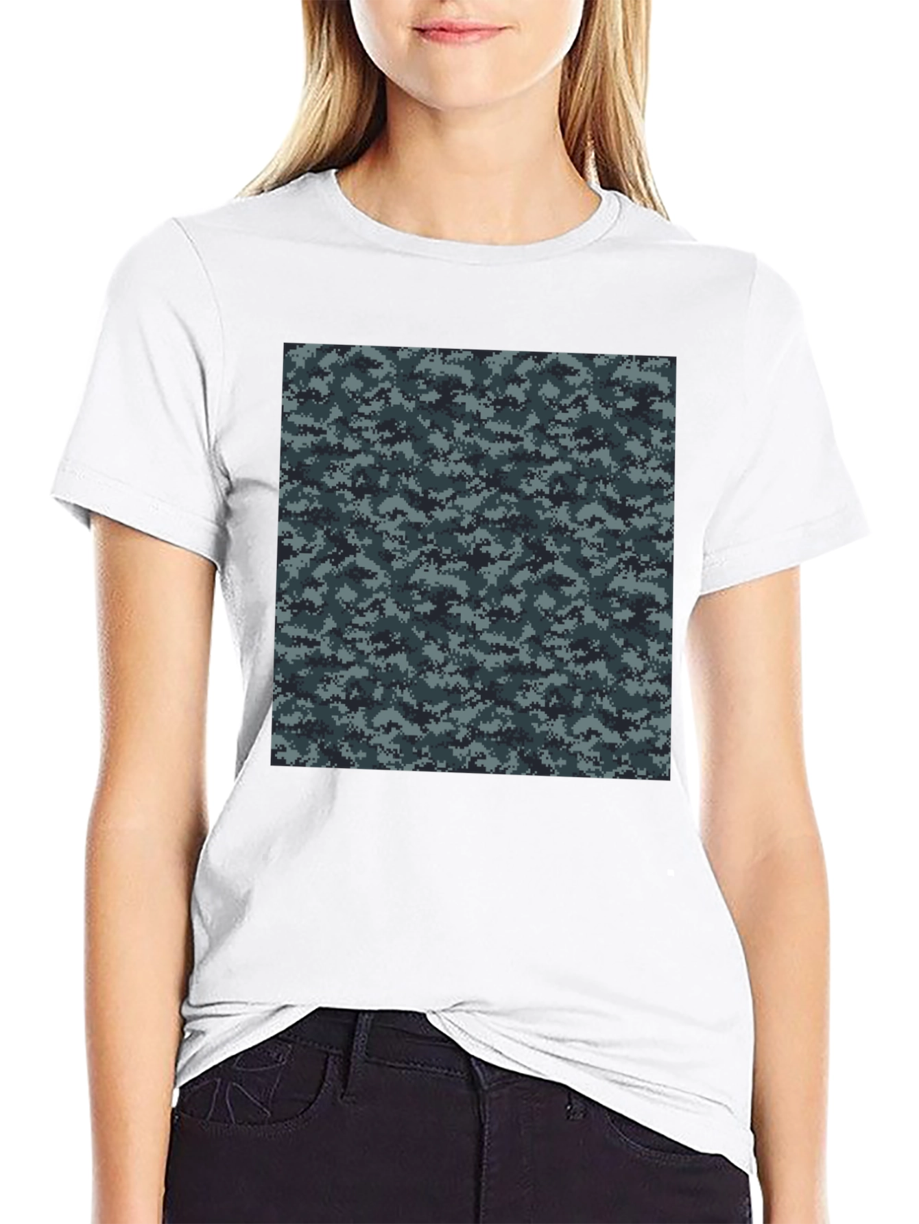 Camouflage Pattern Black T-Shirt
